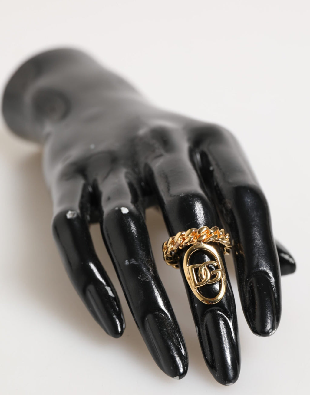 Dolce & Gabbana Gold-Ton Messing Oval DG Logo Kette Verstellbarer Ring