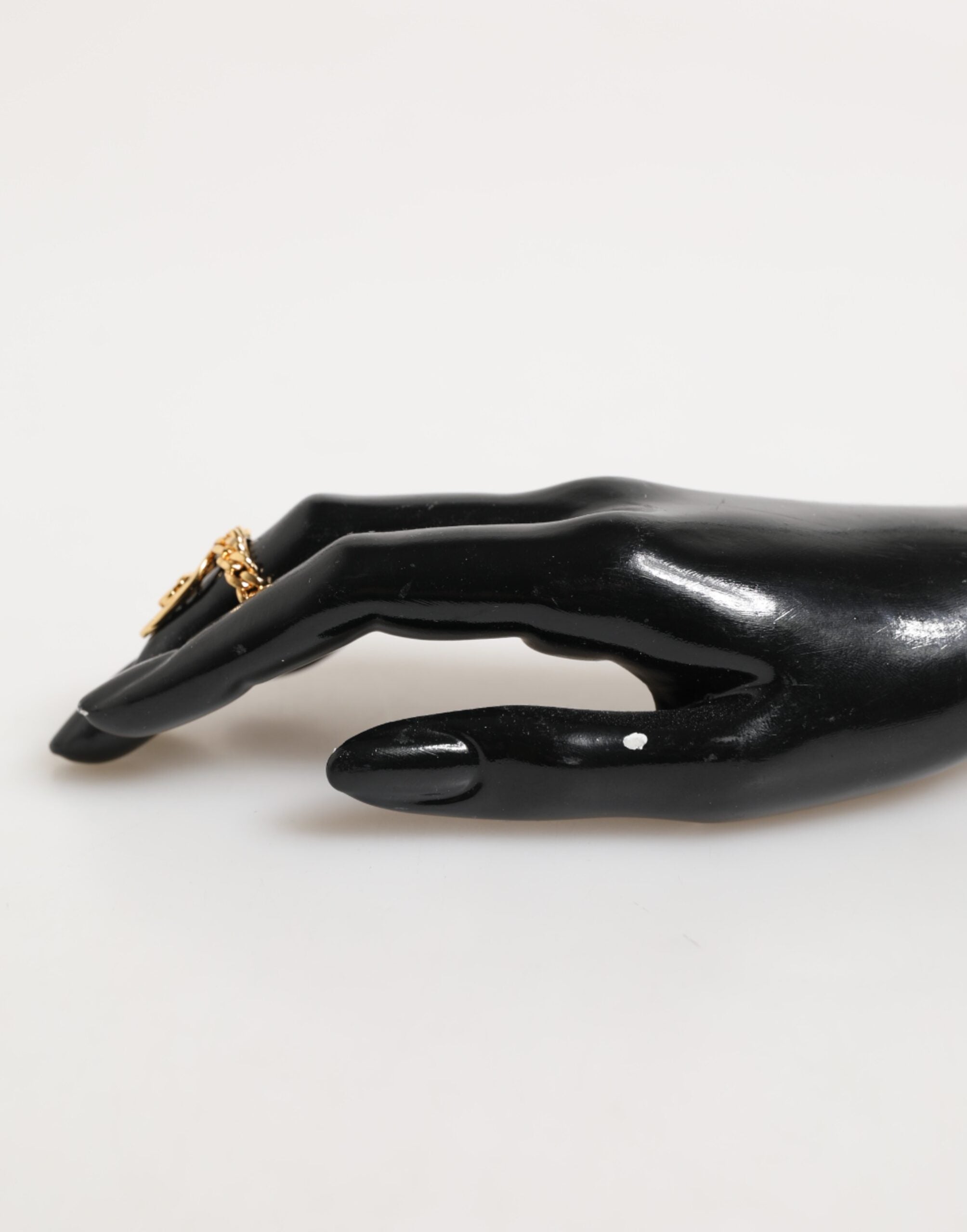 Dolce & Gabbana Gold-Ton Messing Oval DG Logo Kette Verstellbarer Ring