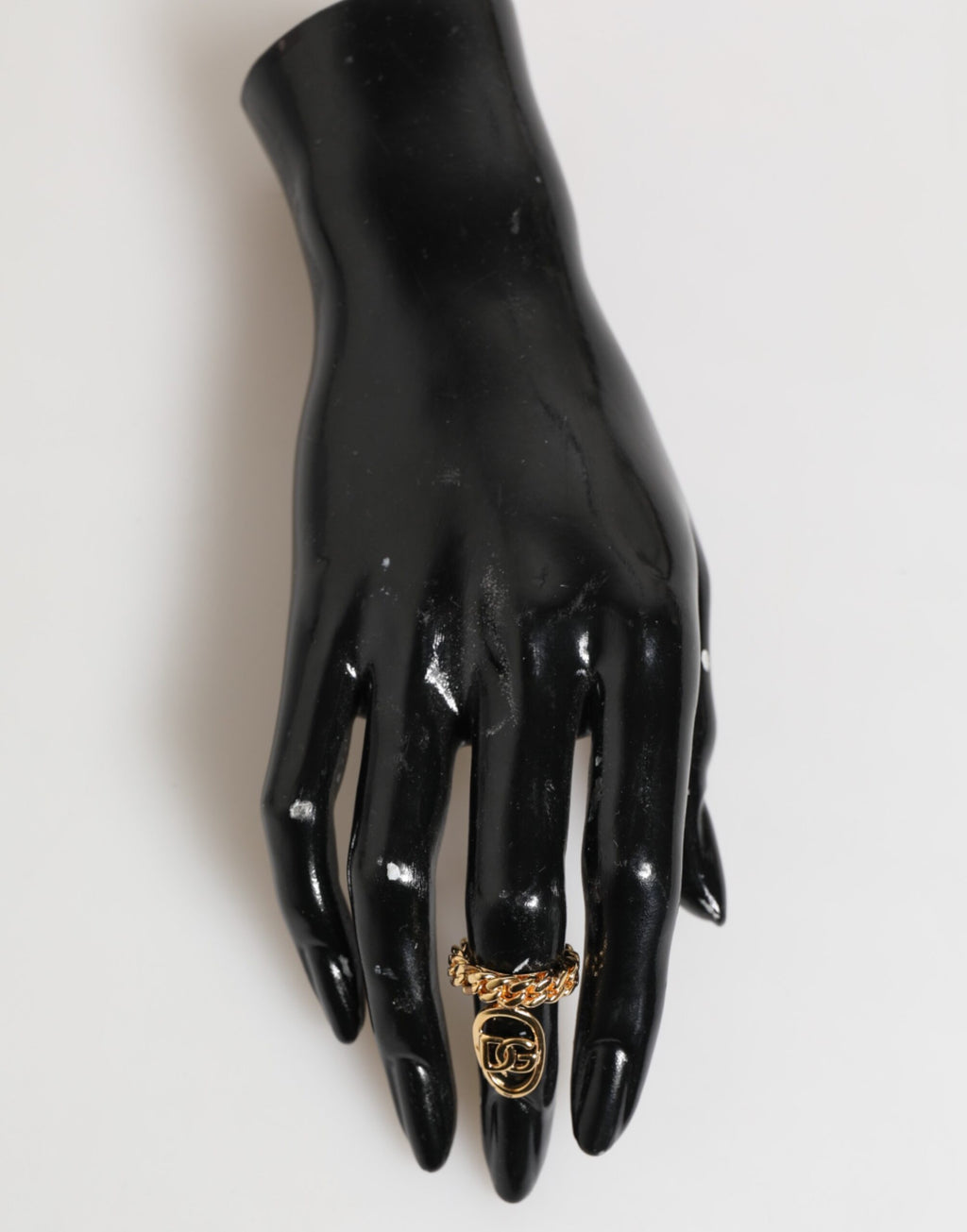 Dolce & Gabbana Gold-Ton Messing Oval DG Logo Kette Verstellbarer Ring