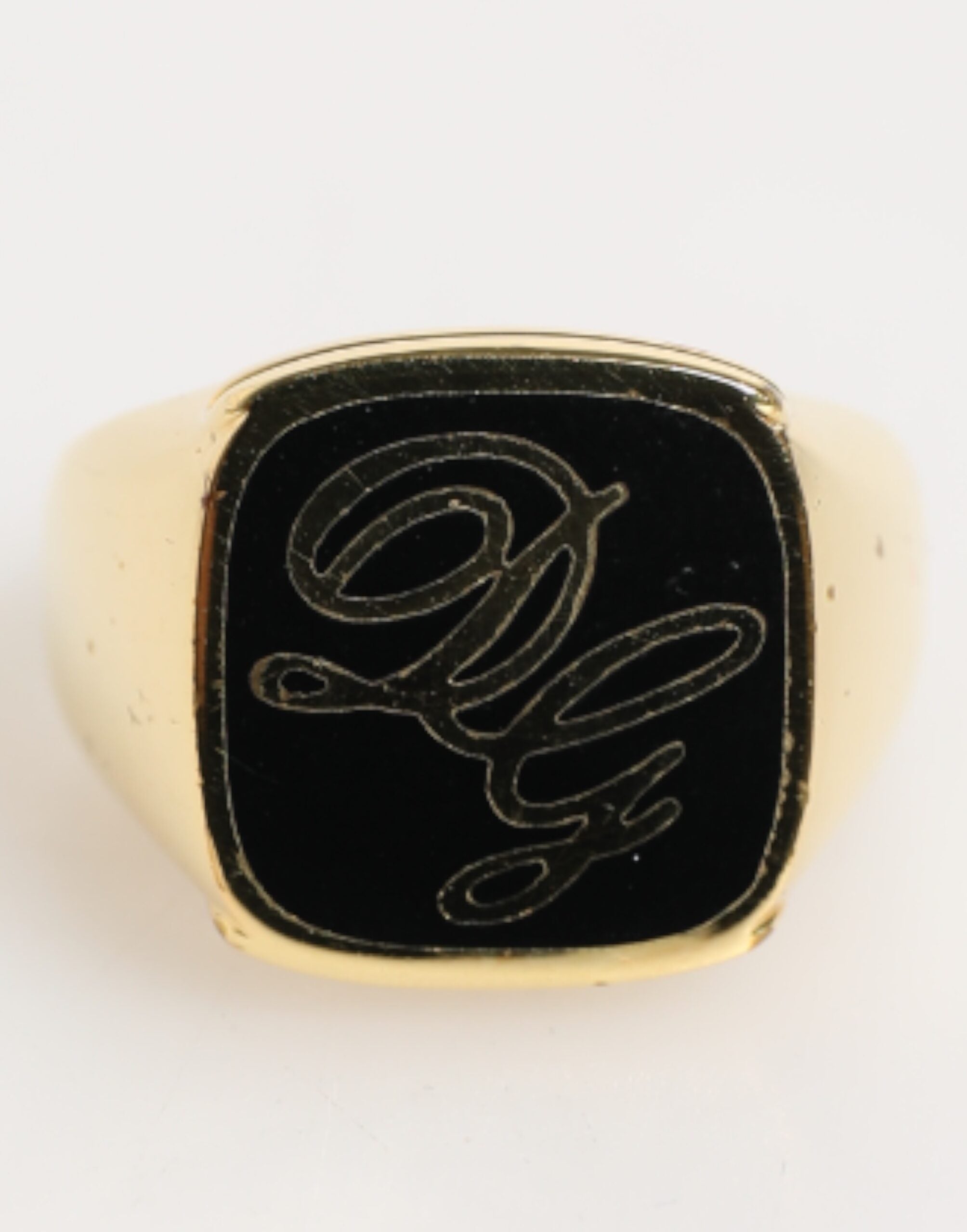 Dolce & Gabbana Gold-Ton-Emaille Messing Signet DG Logo Verstellbarer Ring