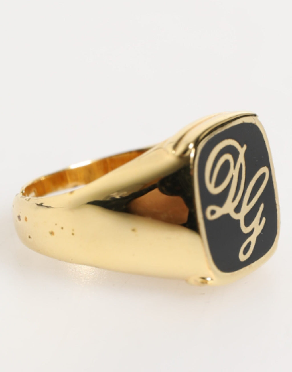 Dolce & Gabbana Gold-Ton-Emaille Messing Signet DG Logo Verstellbarer Ring