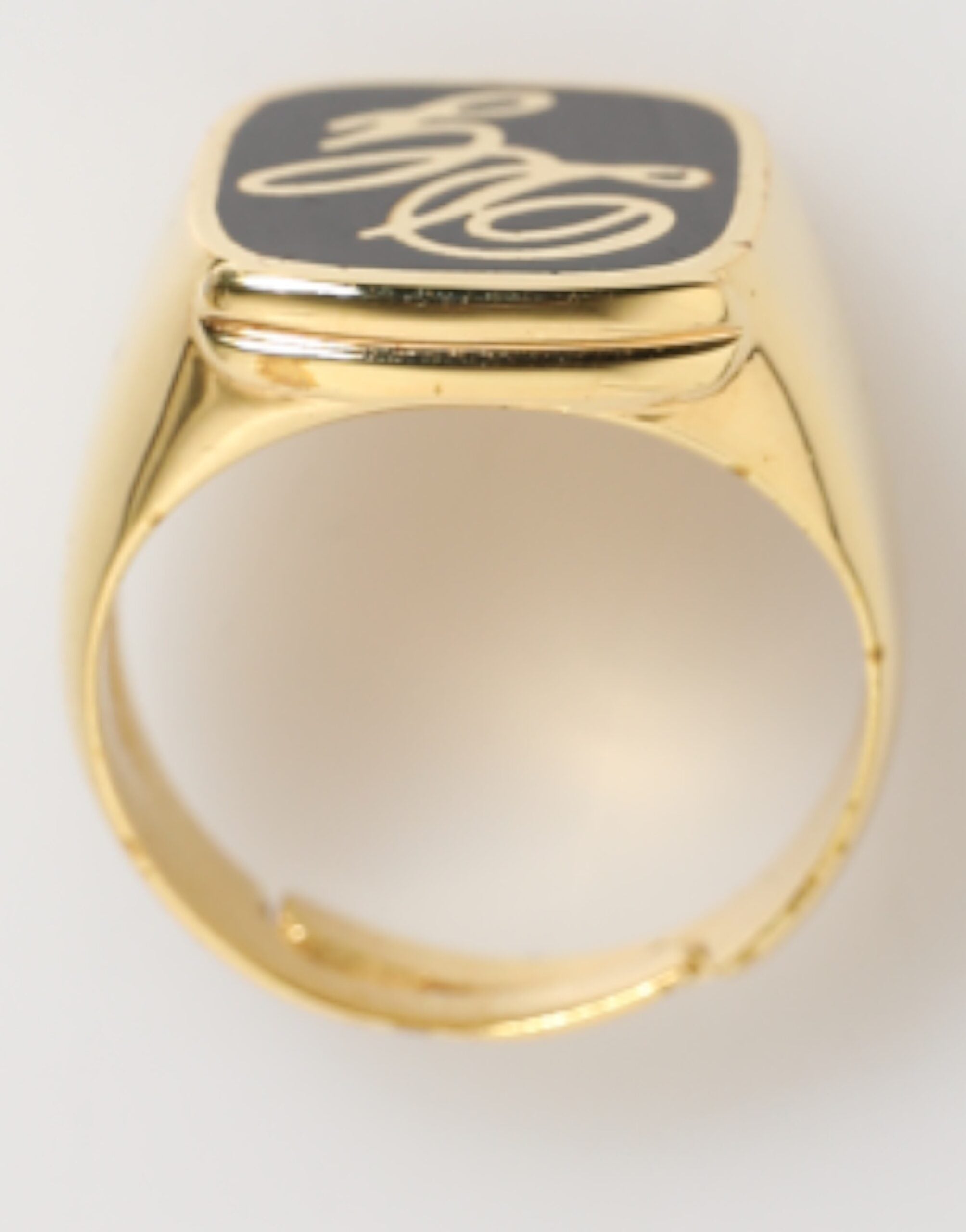 Dolce & Gabbana Gold-Ton-Emaille Messing Signet DG Logo Verstellbarer Ring