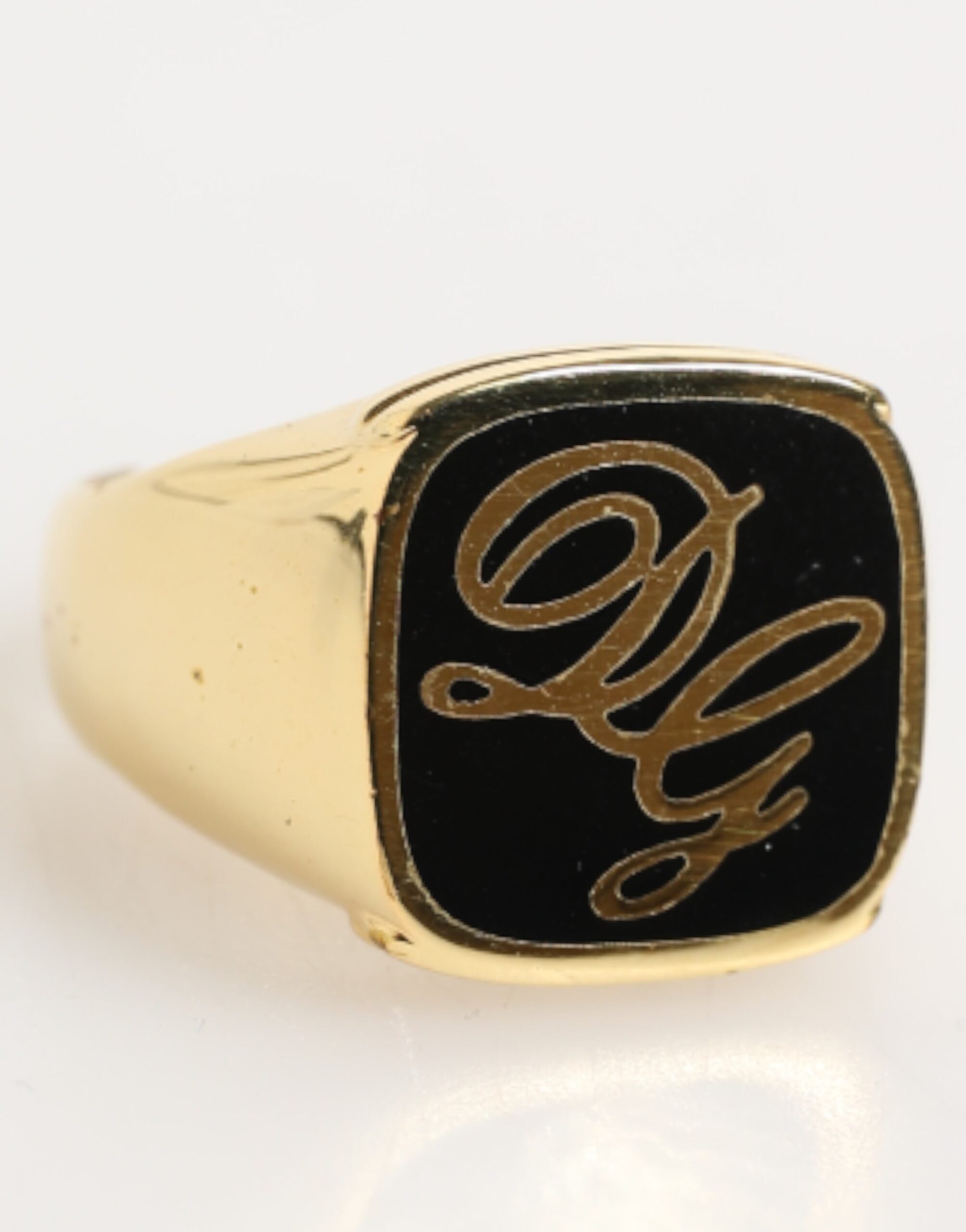 Dolce & Gabbana Gold-Ton-Emaille Messing Signet DG Logo Verstellbarer Ring