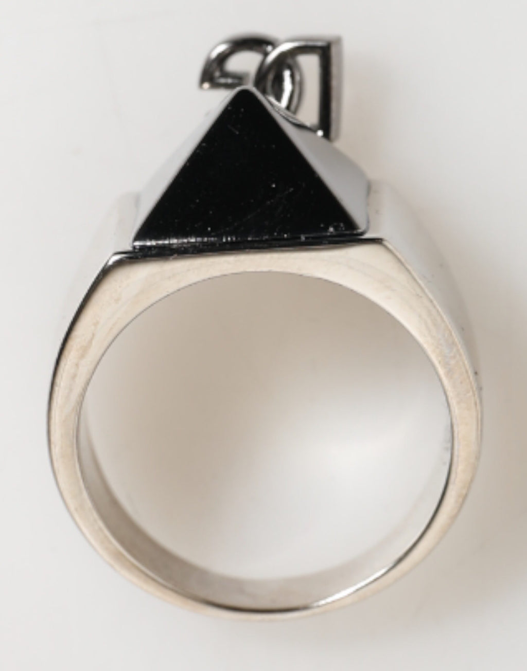 Dolce & Gabbana Zilverkleurige Piramide DG Logo Echt Messing Ring