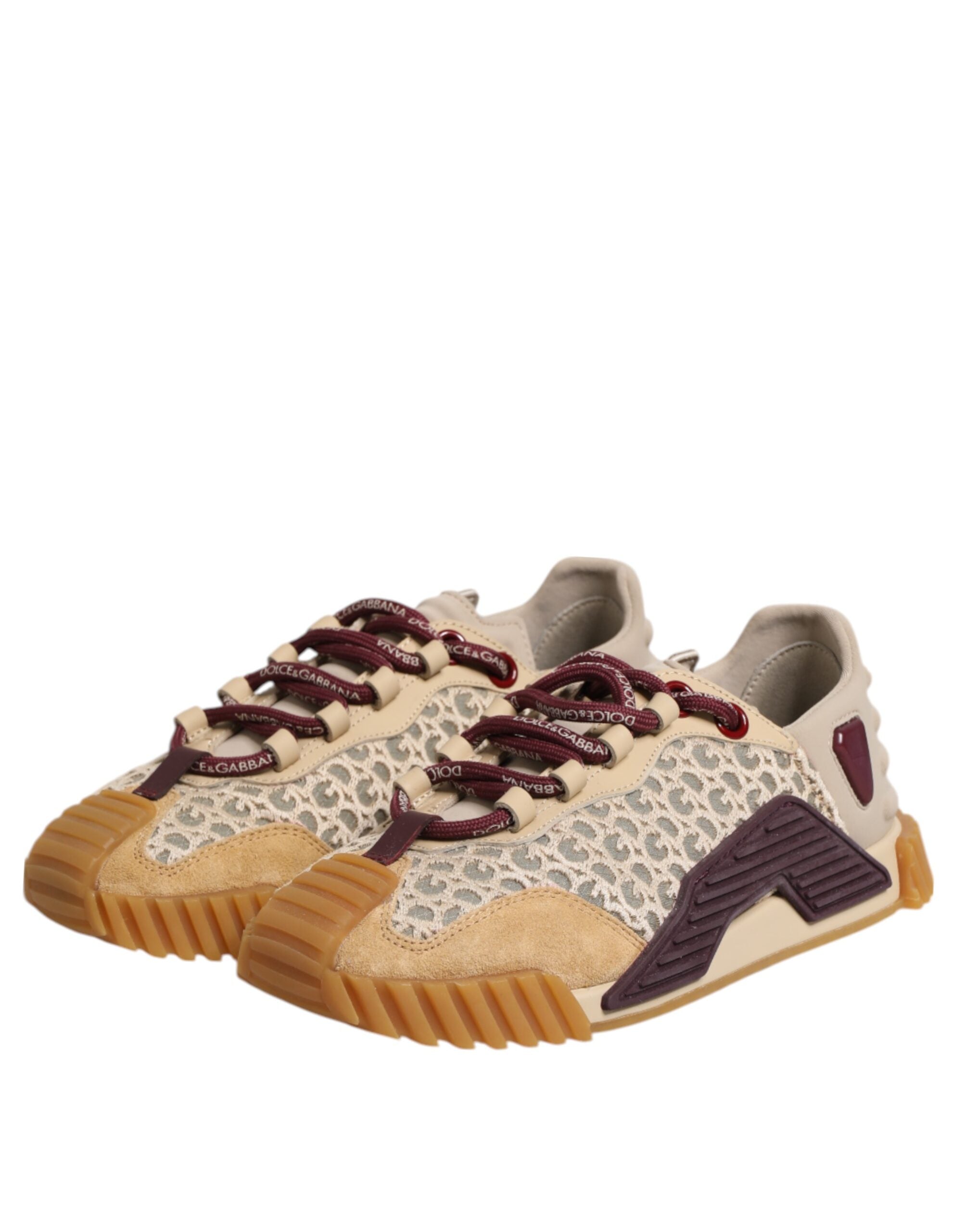 Dolce & Gabbana Beige Neopren DG Logo NS1 Lace Sneakers Schuhe