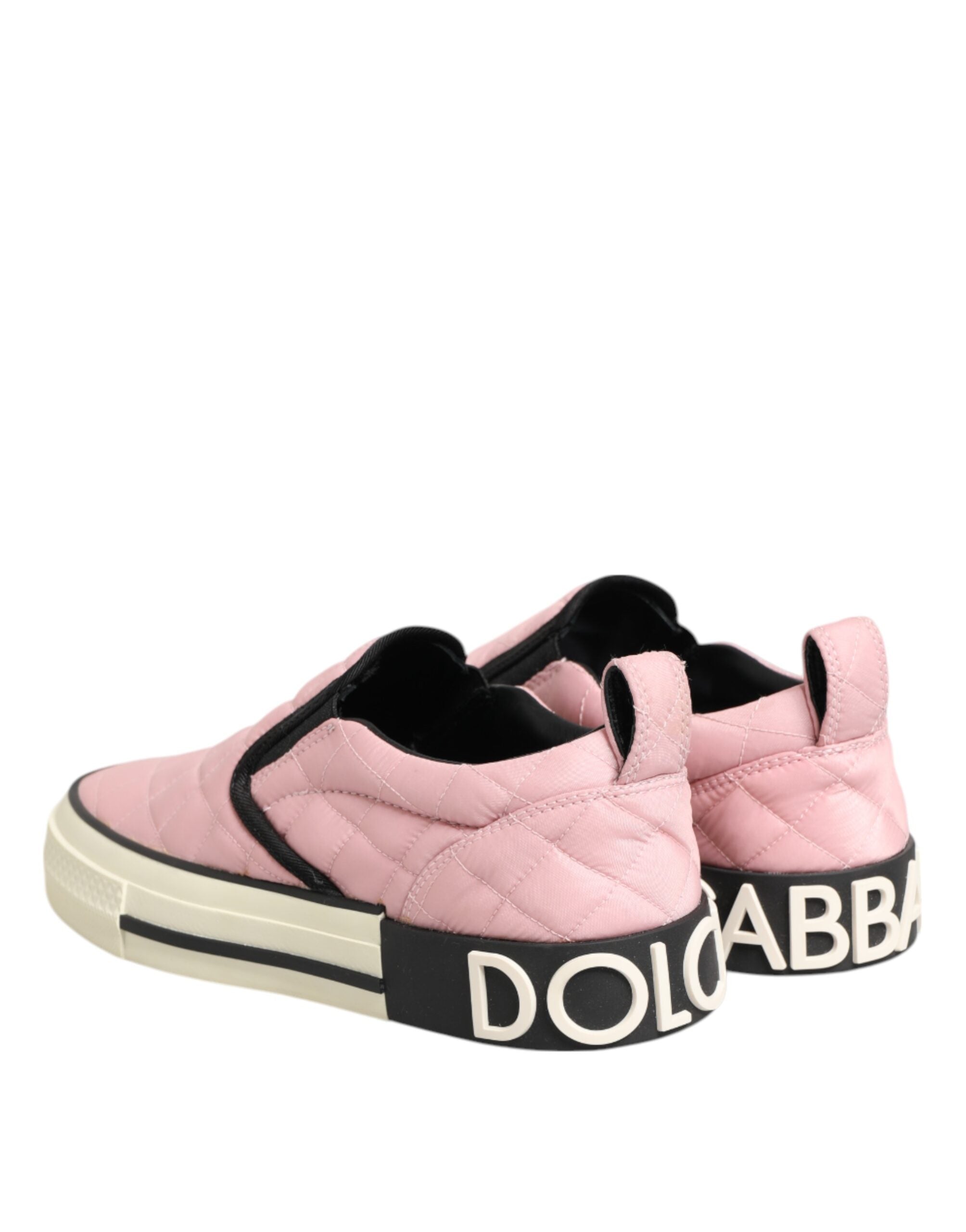 Dolce & Gabbana Rosa gesteppte Nylon Slip-On Sneaker Schuhe