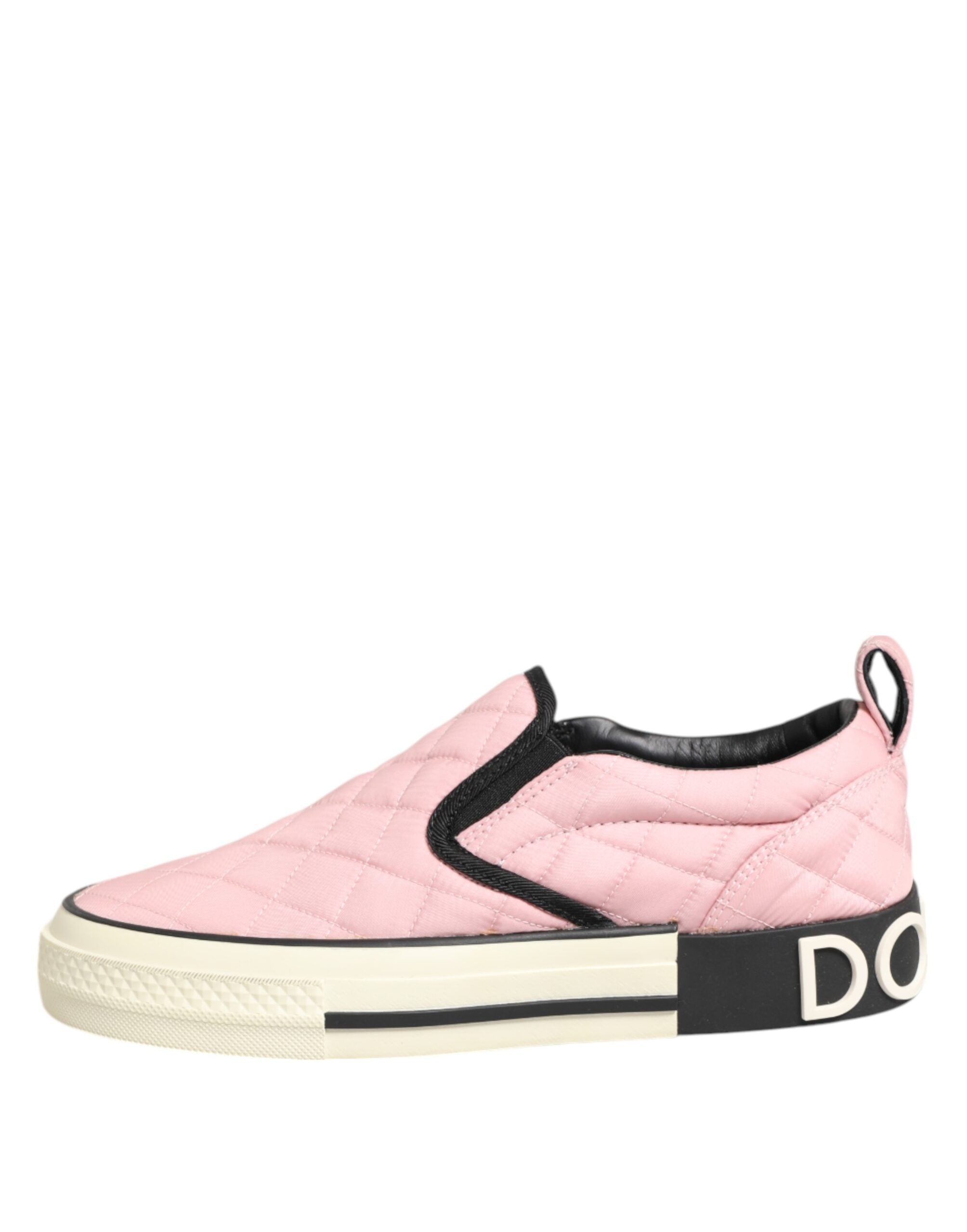 Dolce & Gabbana Rosa gesteppte Nylon Slip-On Sneaker Schuhe