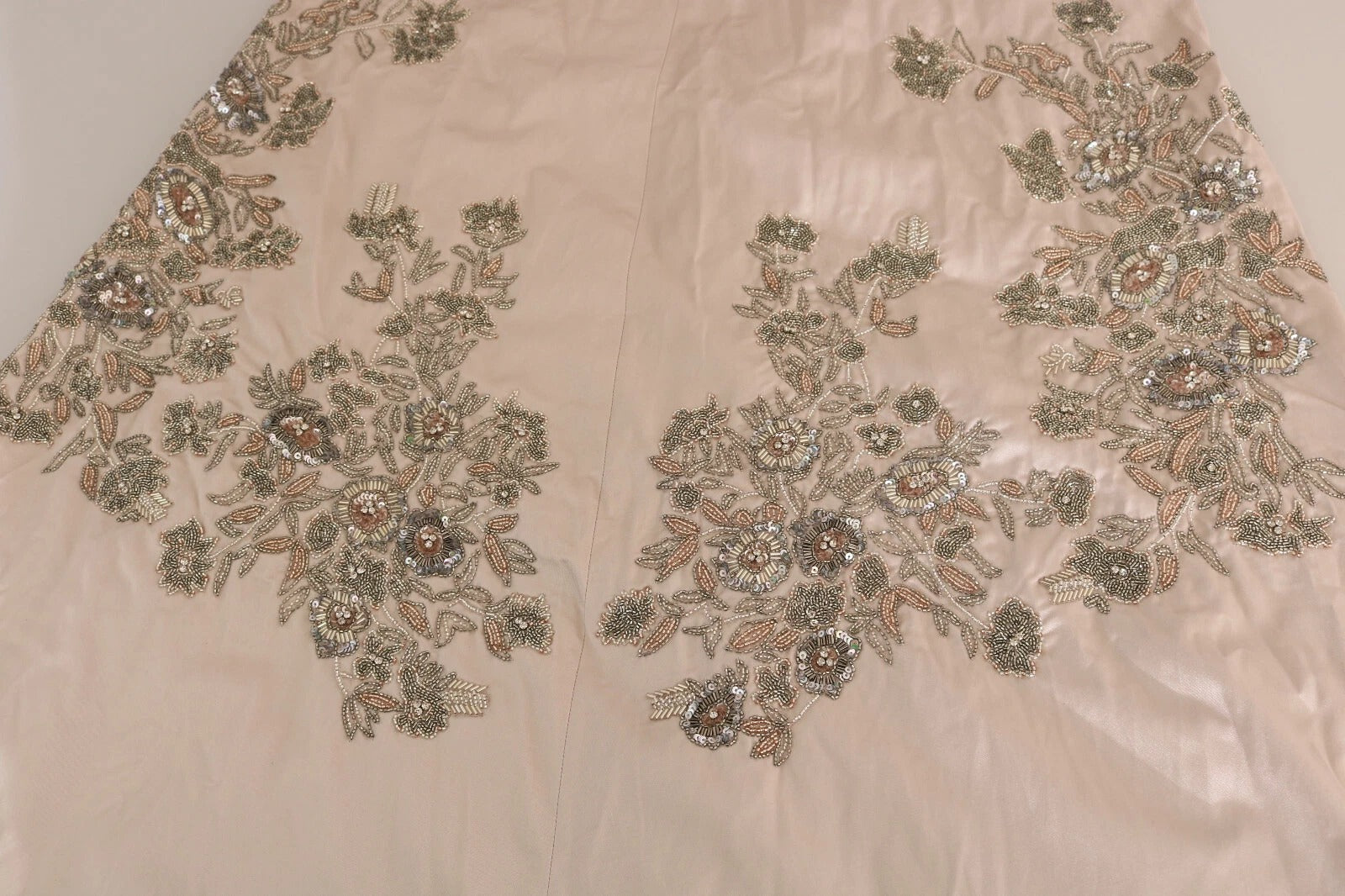 Dolce & Gabbana Beige Paillettenbesetztes Ballkleid mit Blumenmuster