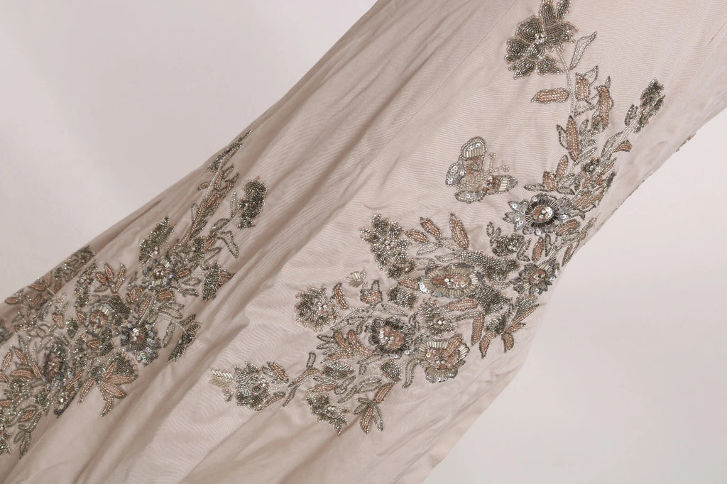 Dolce & Gabbana Beige Paillettenbesetztes Ballkleid mit Blumenmuster