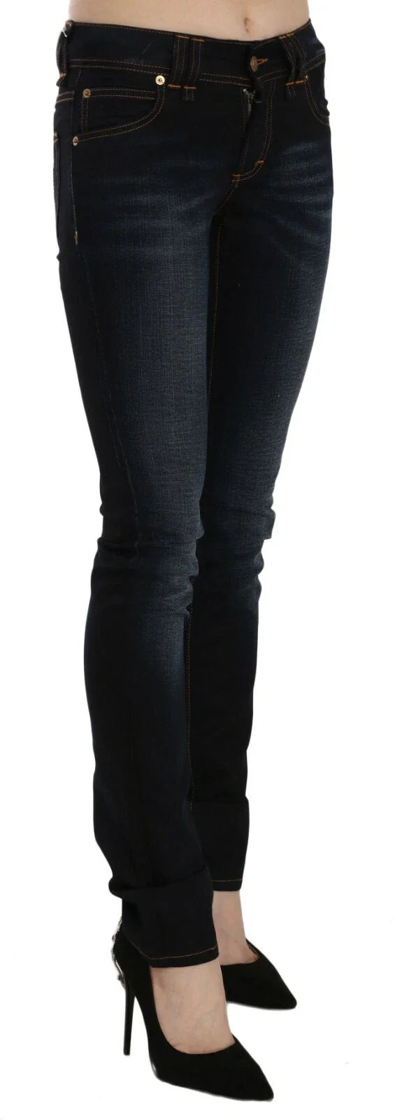 John Galliano Dunkelblau Mittlere Taille Slim Fit Denim Freizeithosen Jeans