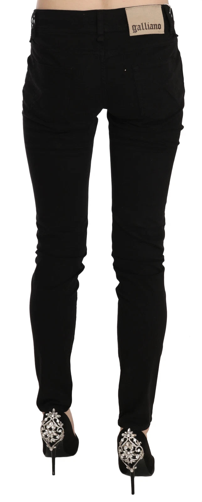 John Galliano Zwarte Mid Waist Slim Fit Skinny Denim Casual Broek Jeans