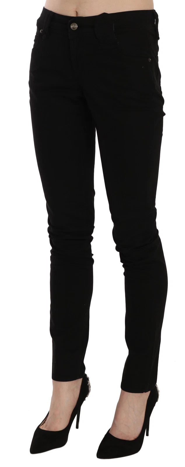 John Galliano Zwarte Mid Waist Slim Fit Skinny Denim Casual Broek Jeans