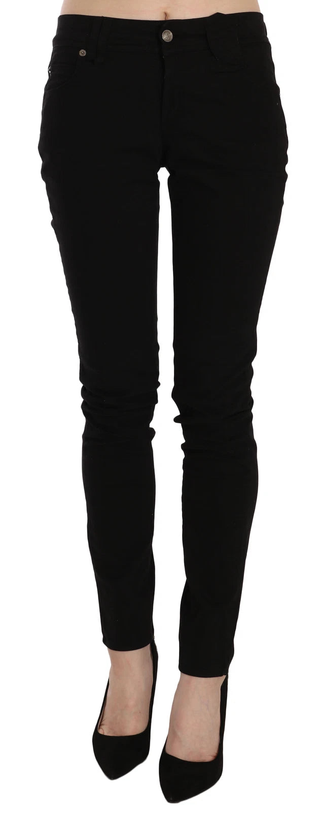 John Galliano Zwarte Mid Waist Slim Fit Skinny Denim Casual Broek Jeans
