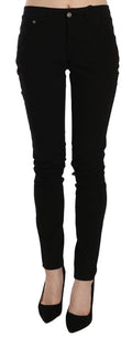 John Galliano Zwarte Mid Waist Slim Fit Skinny Denim Casual Broek Jeans