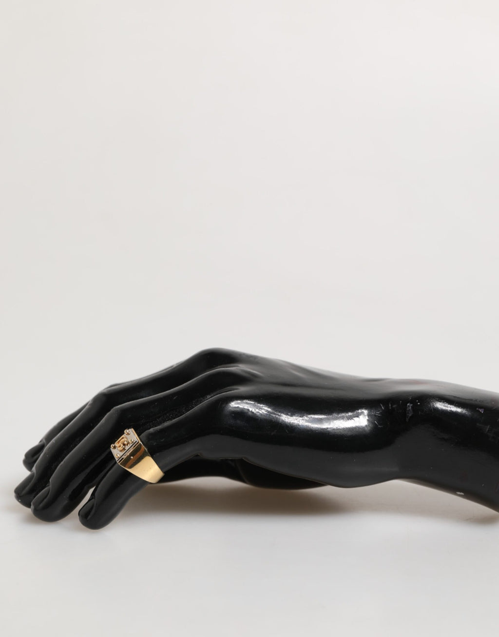 Dolce & Gabbana Gold-Ton Messing Signet Quadrat DG Logo Plaque Männer Ring