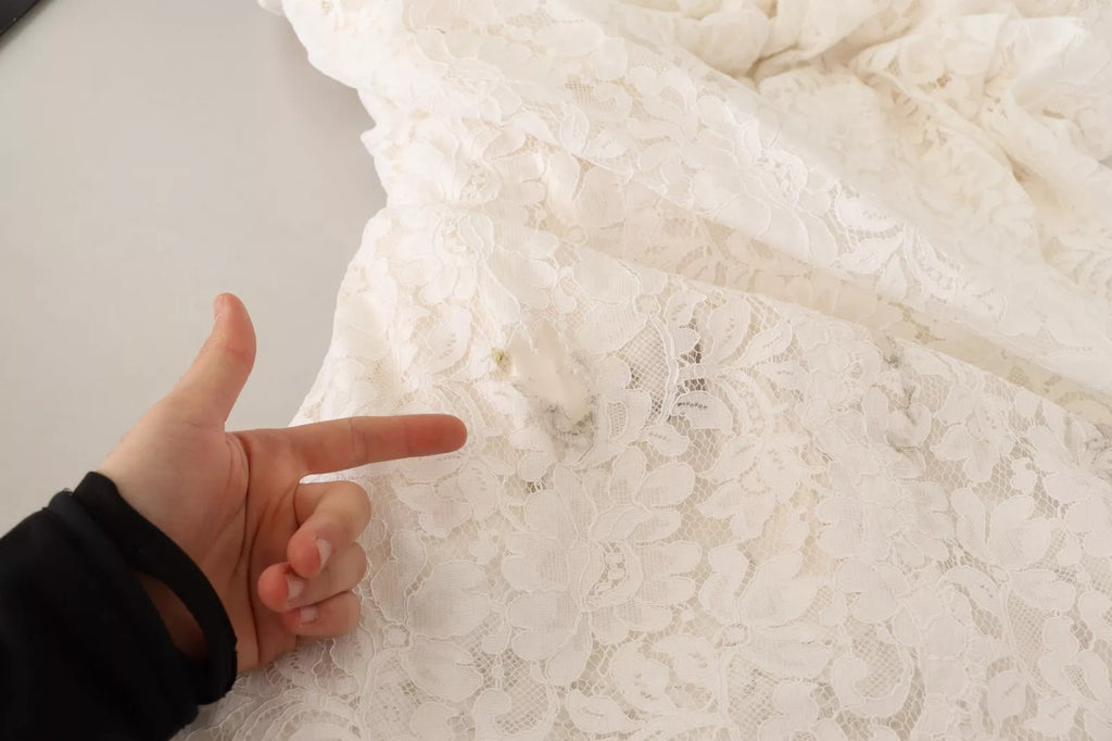 Dolce & Gabbana Weißes Blumen-Spitzen-Korsett Langes Maxikleid