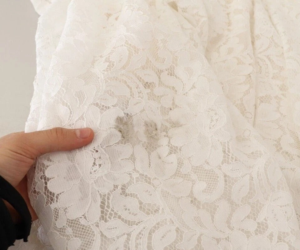 Dolce & Gabbana Weißes Blumen-Spitzen-Korsett Langes Maxikleid