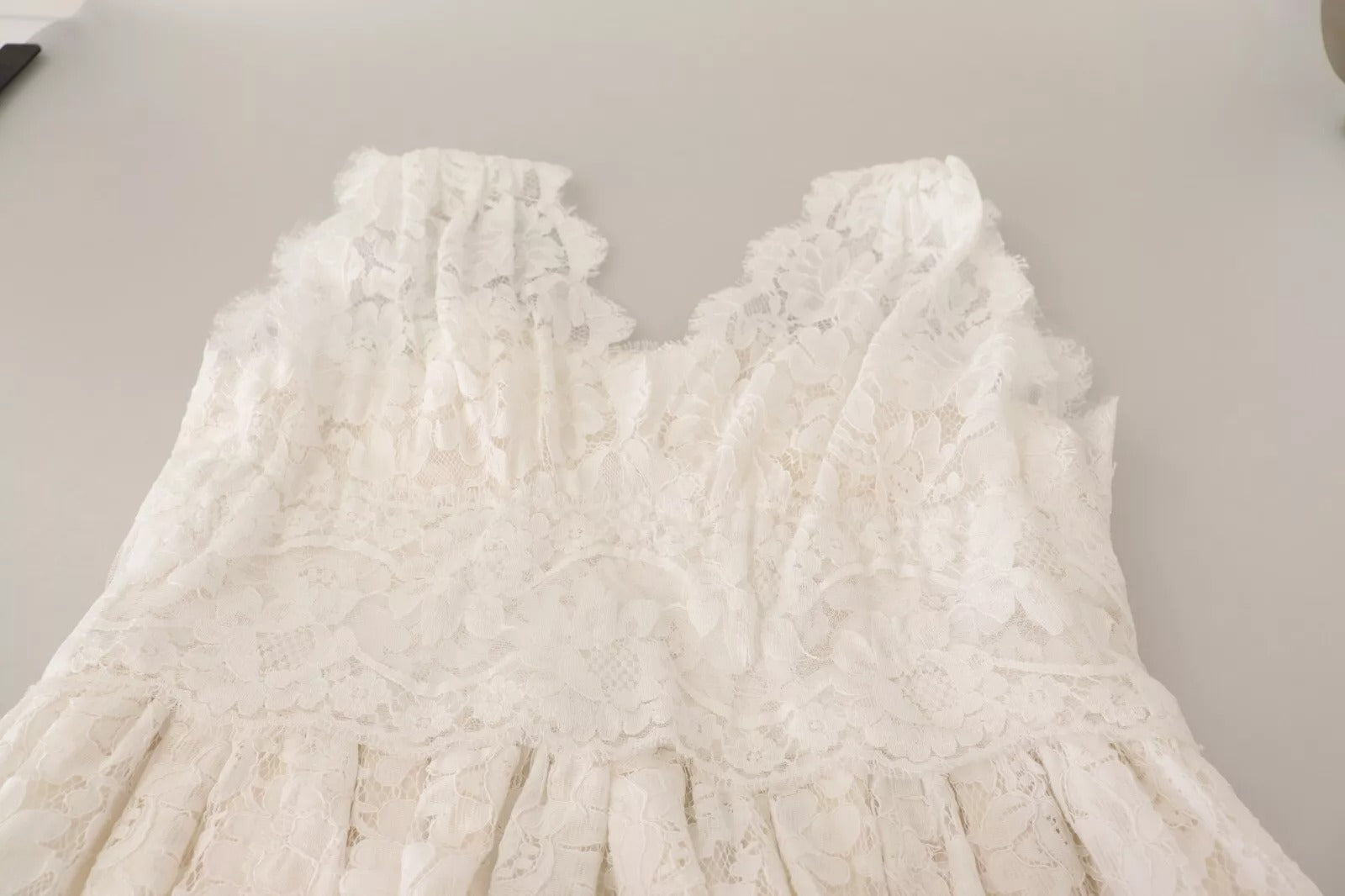 Dolce & Gabbana Weißes Blumen-Spitzen-Korsett Langes Maxikleid