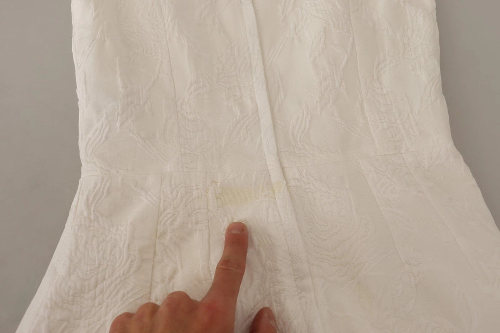 Dolce & Gabbana Weißes ärmelloses Etuikleid mit Blumenmuster