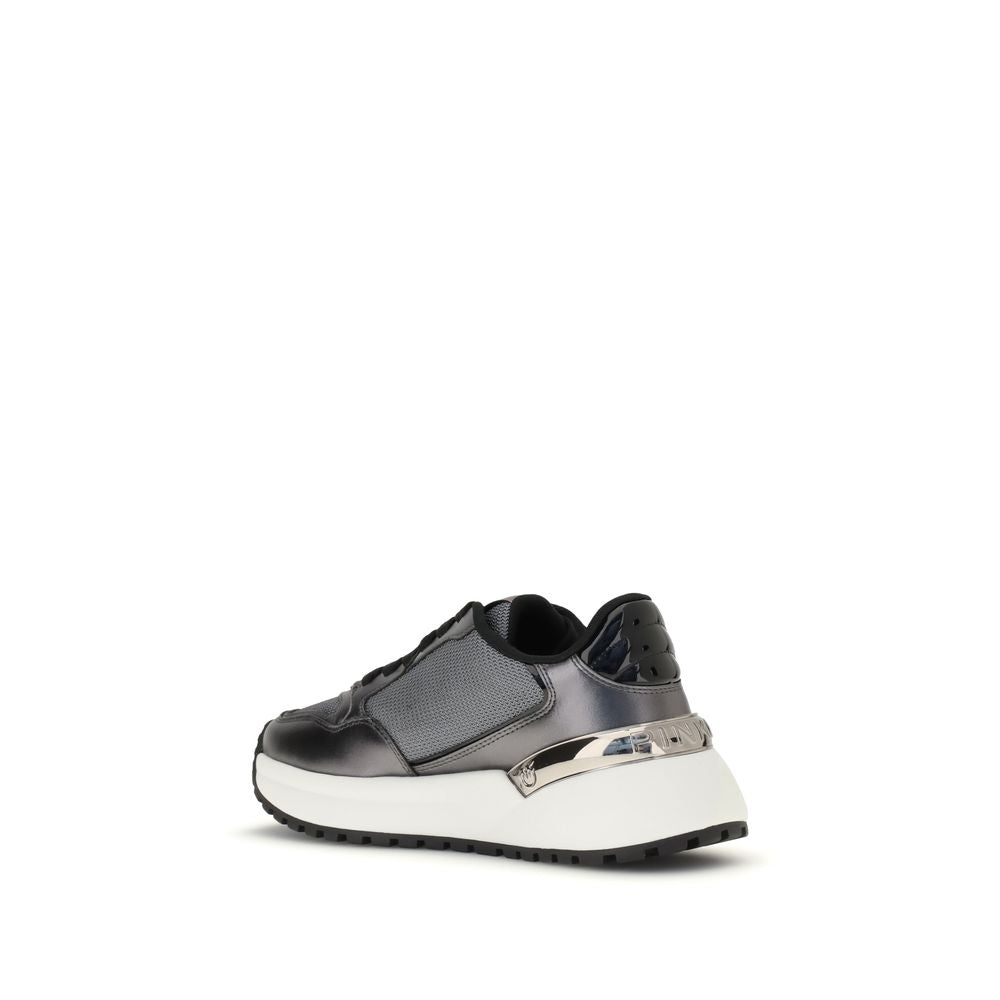 PINKO Graue Stoff-Sneaker mit niedrigem Schaft