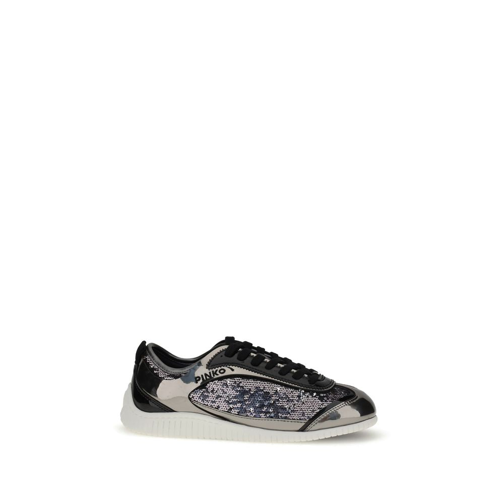 PINKO Silberne Nylon-Sneaker mit klobiger Sohle