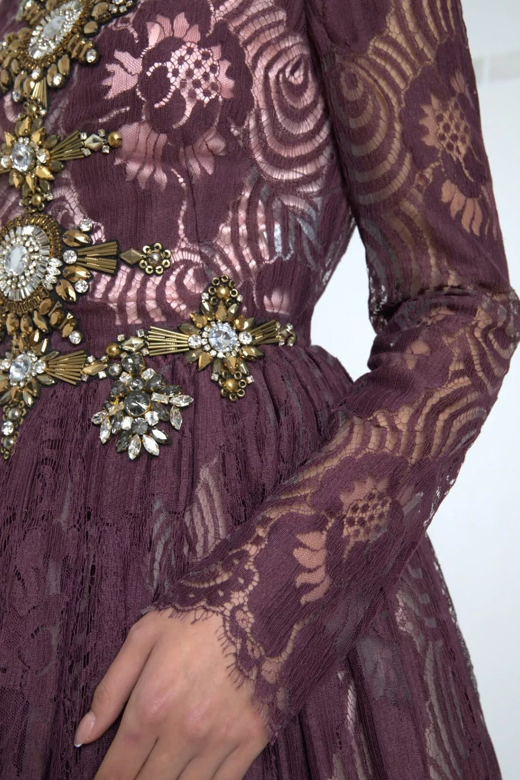 Dolce & Gabbana Violett Viskose Kristall A-Linien-Kleid