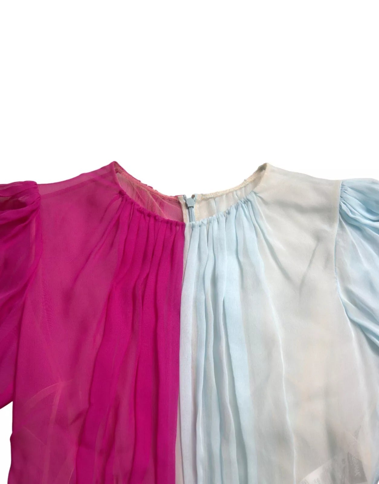 Dolce & Gabbana Hellblaues zweifarbiges Midikleid aus Seide