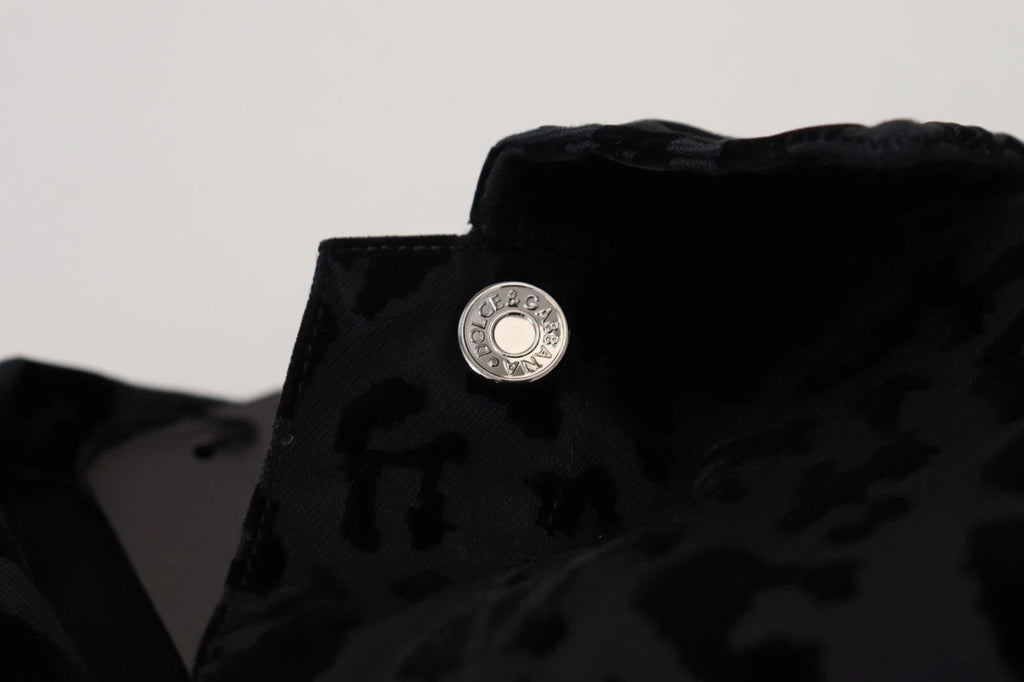 Dolce & Gabbana Baumwolle Schwarz Leopard Langarm Denim Jacke