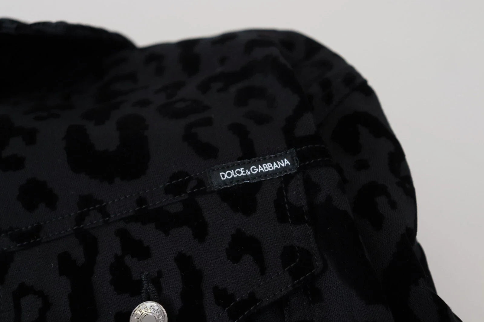 Dolce & Gabbana Baumwolle Schwarz Leopard Langarm Denim Jacke