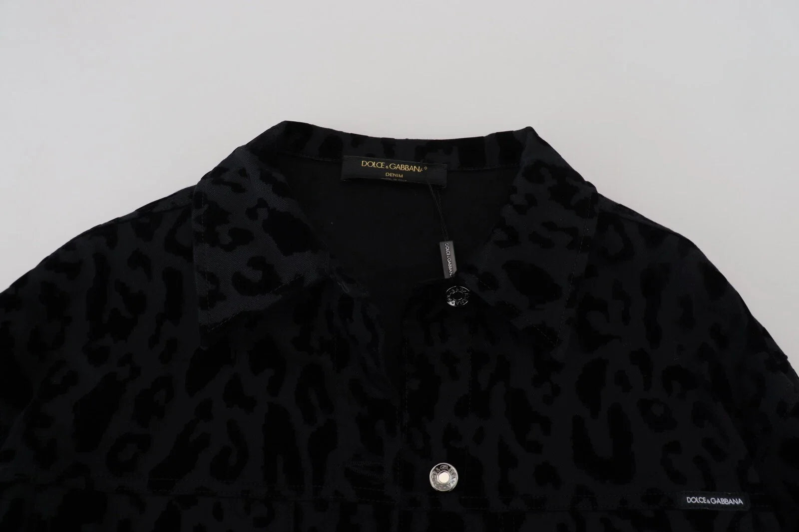 Dolce & Gabbana Baumwolle Schwarz Leopard Langarm Denim Jacke