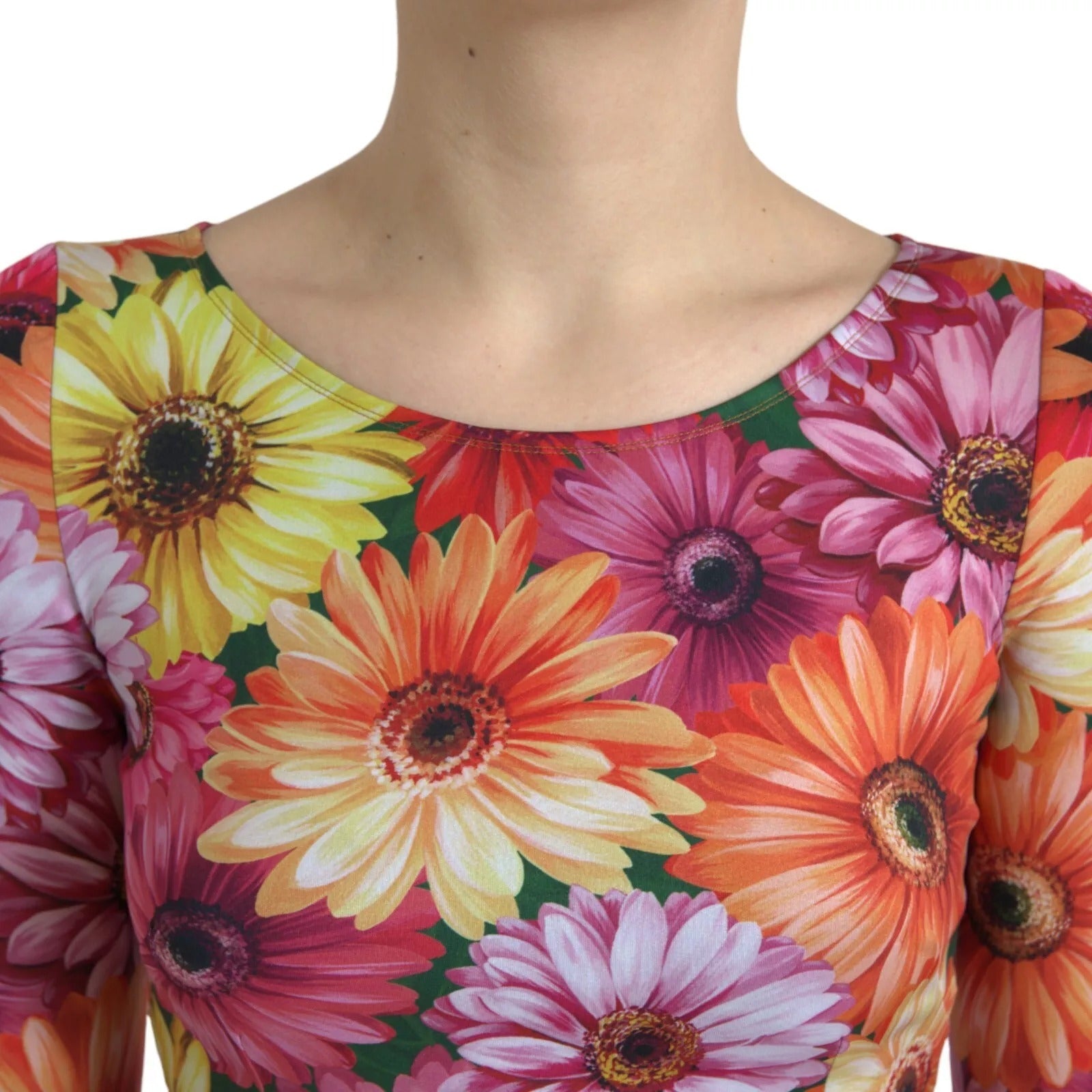 Dolce & Gabbana Mehrfarbiges Etuikleid mit Blumendruck