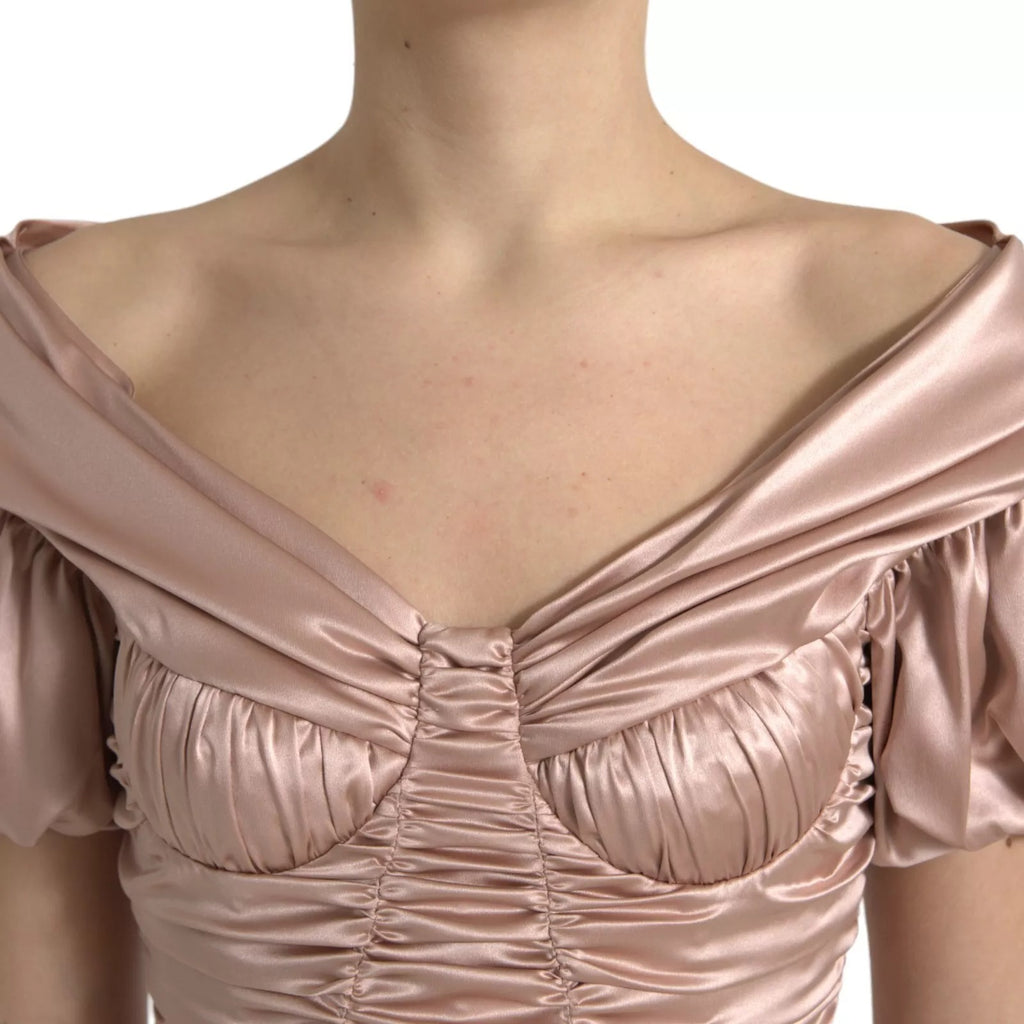 Dolce & Gabbana Rosa Seiden-Stretch-Etuikleid im Meerjungfrauen-Look