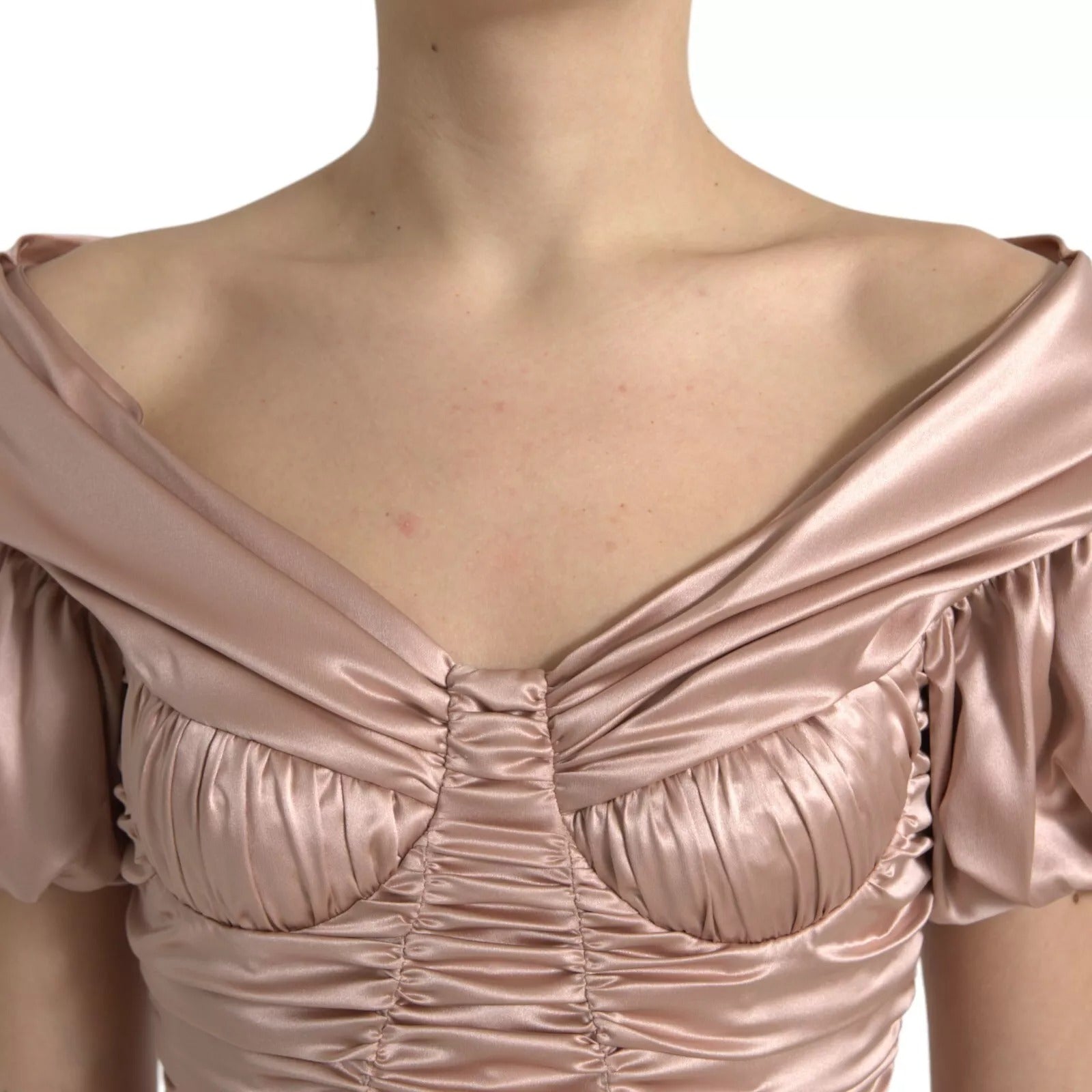 Dolce & Gabbana Rosa Seiden-Stretch-Etuikleid im Meerjungfrauen-Look