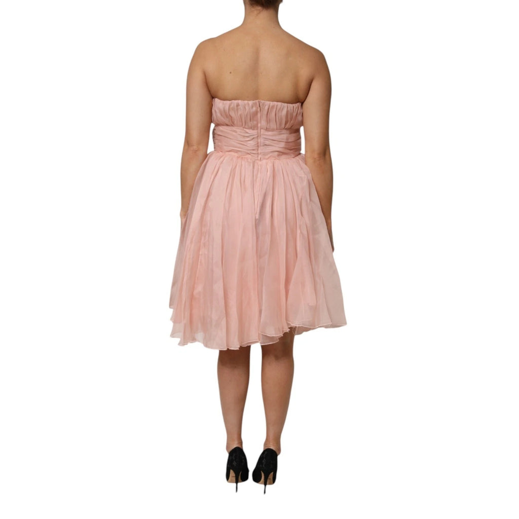 Dolce & Gabbana Rosa Seidenchiffon A-Linie plissiertes Midikleid