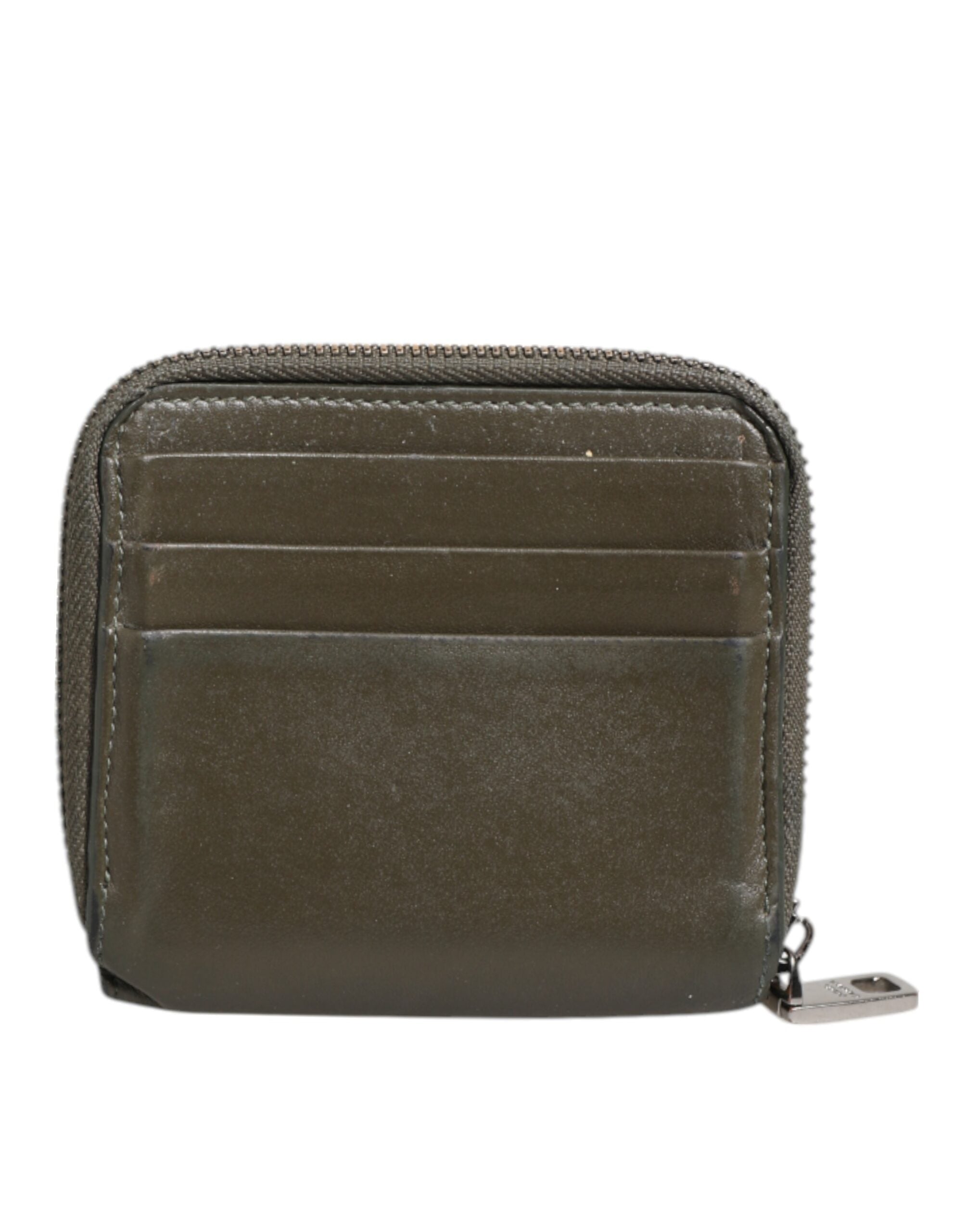 Dolce & Gabbana Military Green Leder Logo Plaque Kartenhalter Münze Geldbörse Brieftasche