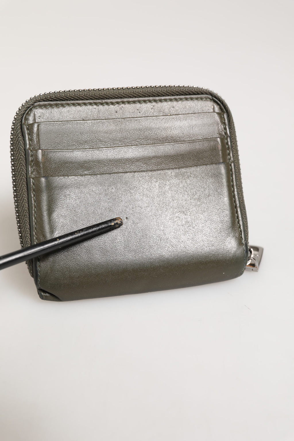 Dolce & Gabbana Military Green Leder Logo Plaque Kartenhalter Münze Geldbörse Brieftasche