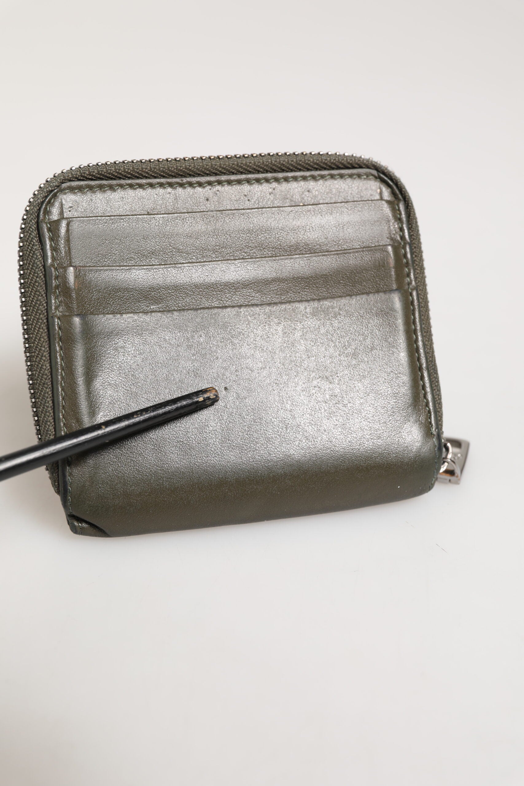 Dolce & Gabbana Military Green Leder Logo Plaque Kartenhalter Münze Geldbörse Brieftasche