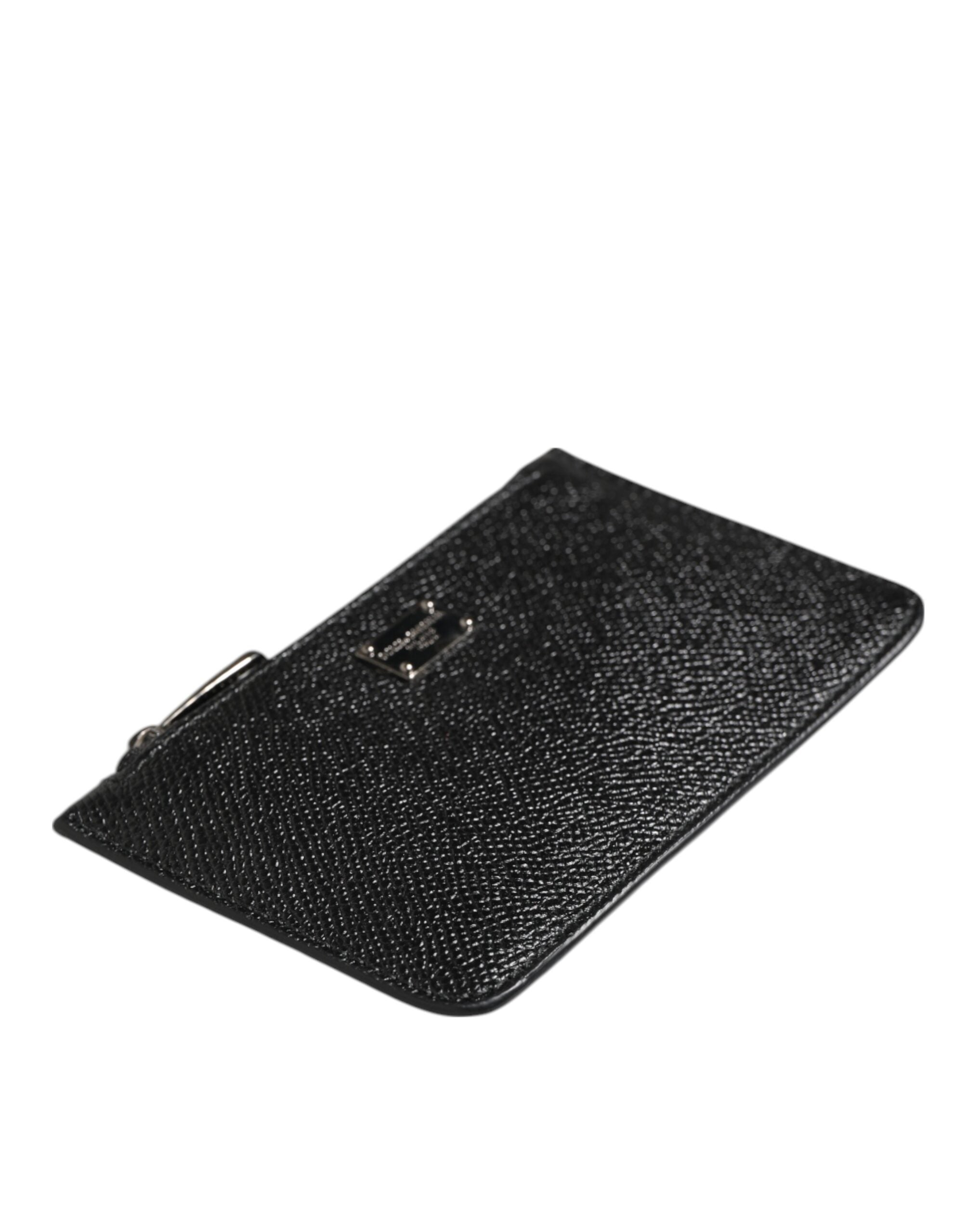 Dolce & Gabbana Schwarzes Leder Kette Link Mens Coin Purse Key Clip Holder Wallet