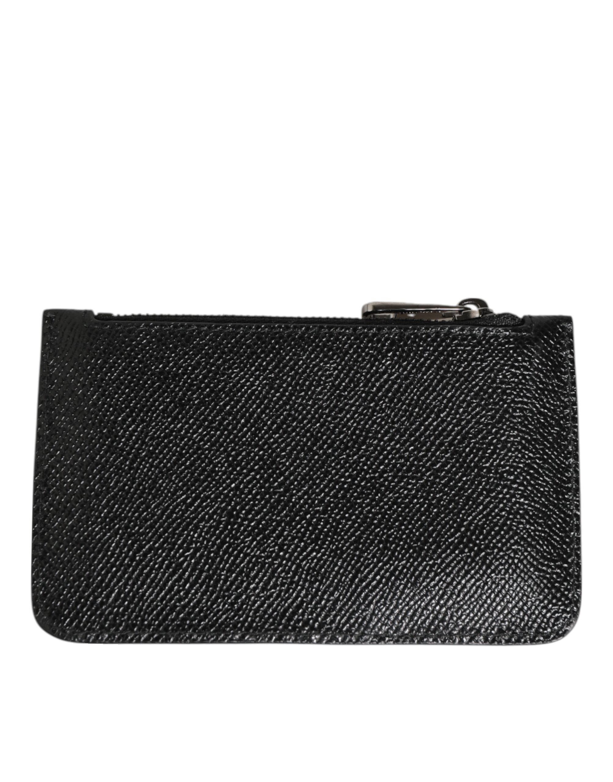 Dolce & Gabbana Schwarzes Leder Kette Link Mens Coin Purse Key Clip Holder Wallet