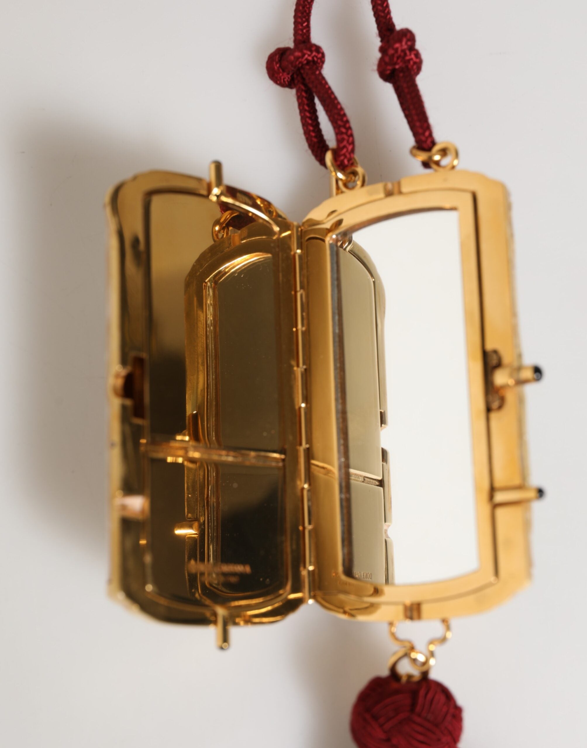 Dolce & Gabbana White Resin Gold Metal Crossbody Mini Purse Pendant Bag