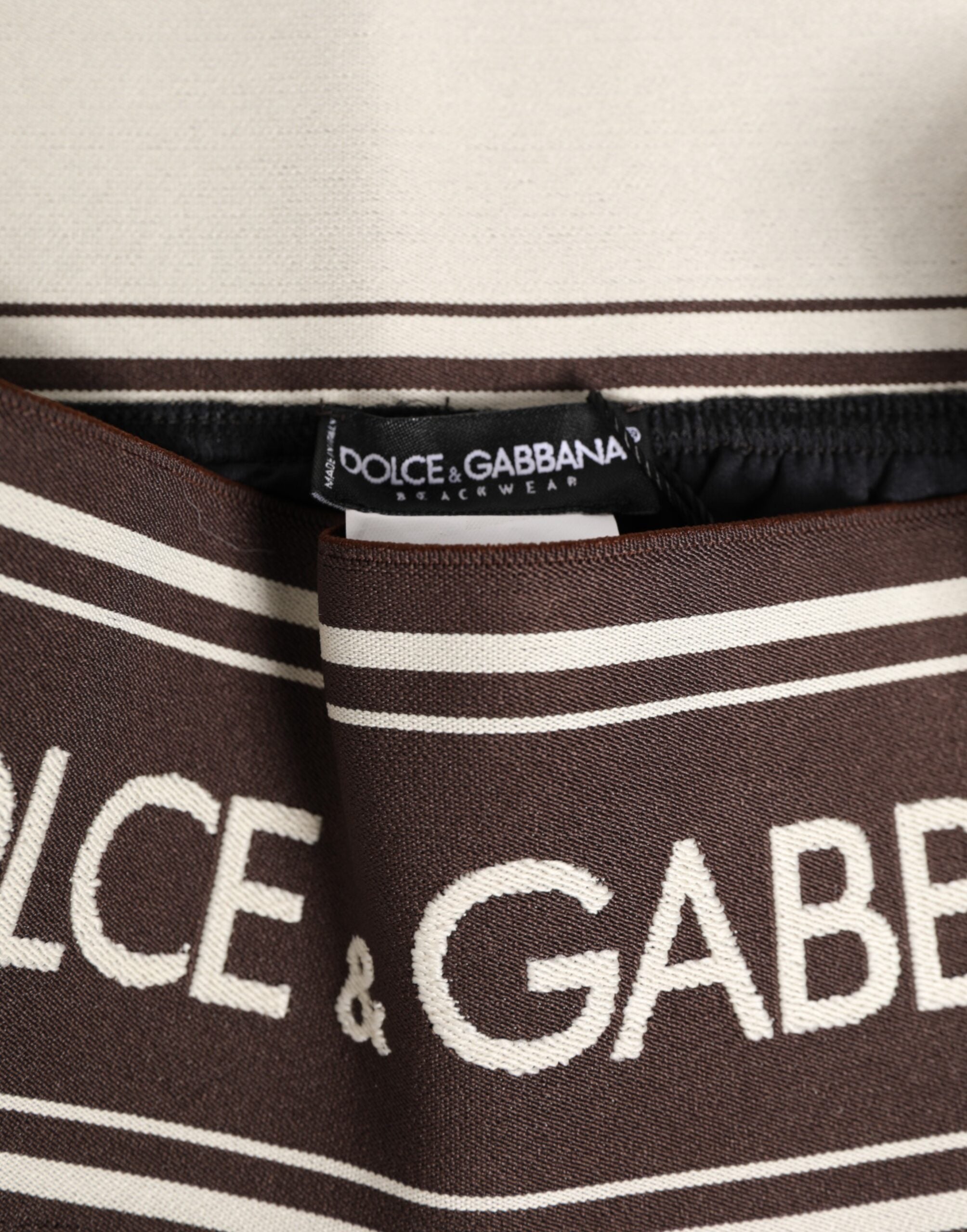 Dolce & Gabbana Braun Polyester Logo Elastischer Bund Badehose
