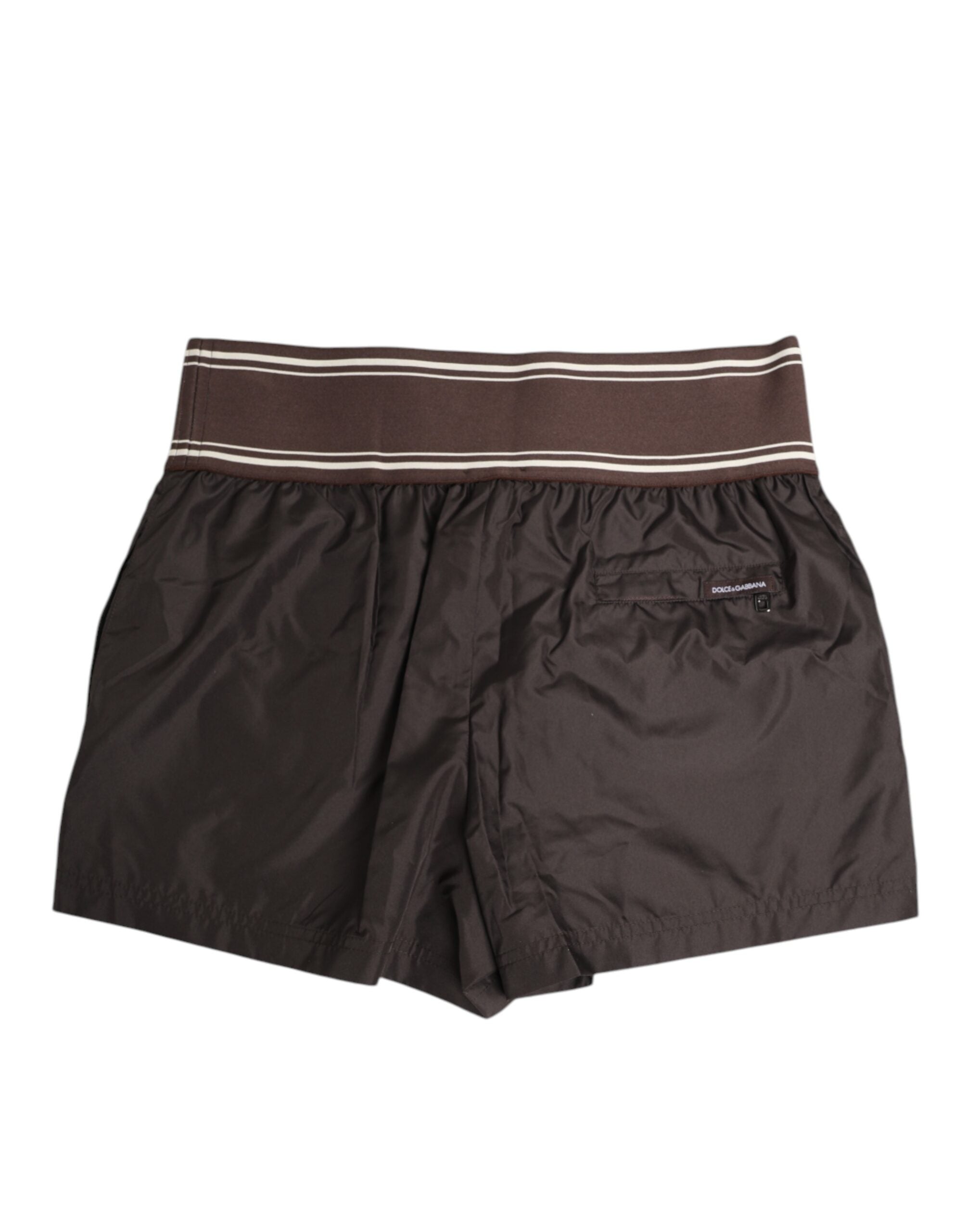 Dolce & Gabbana Braun Polyester Logo Elastischer Bund Badehose