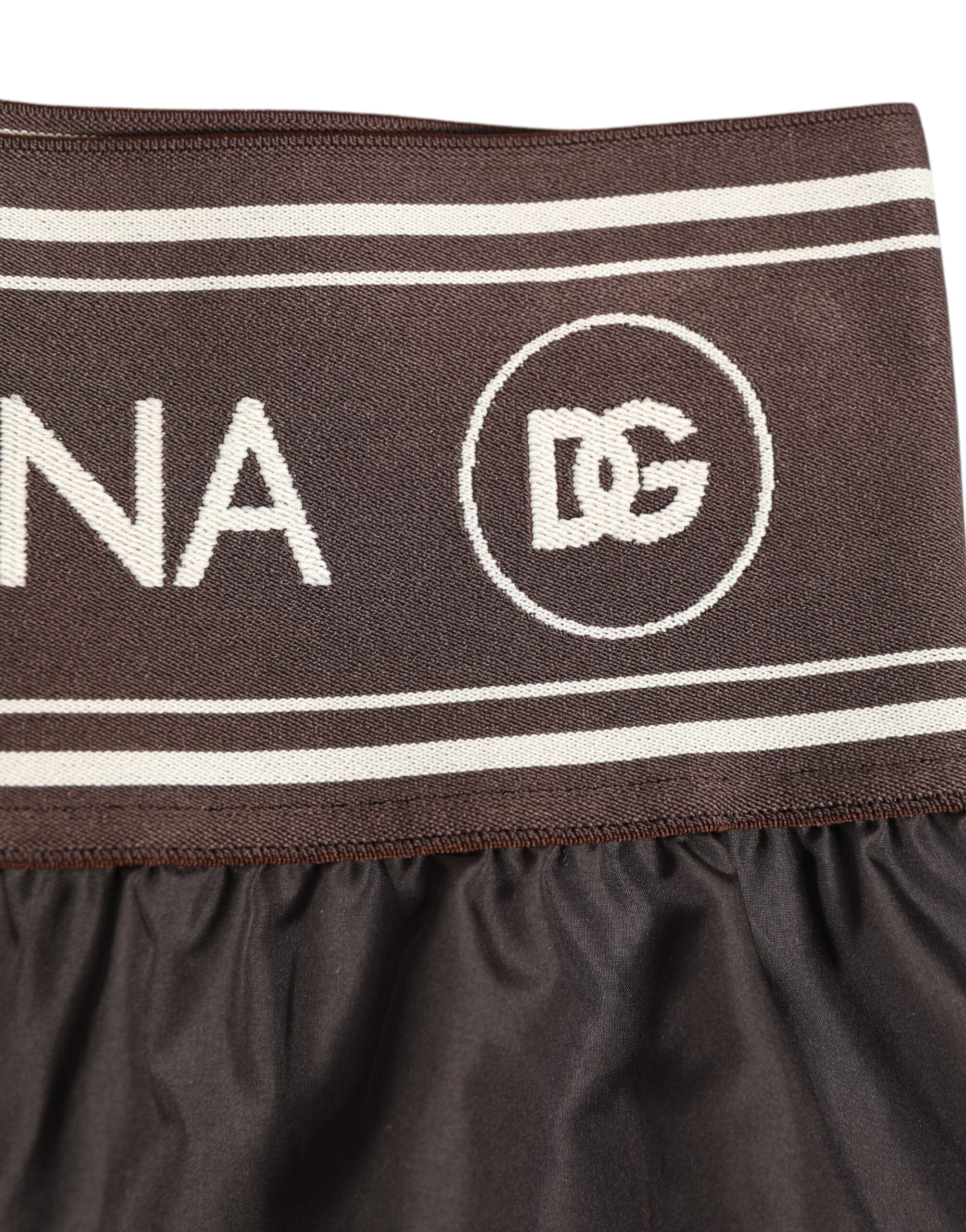 Dolce & Gabbana Braun Polyester Logo Elastischer Bund Badehose