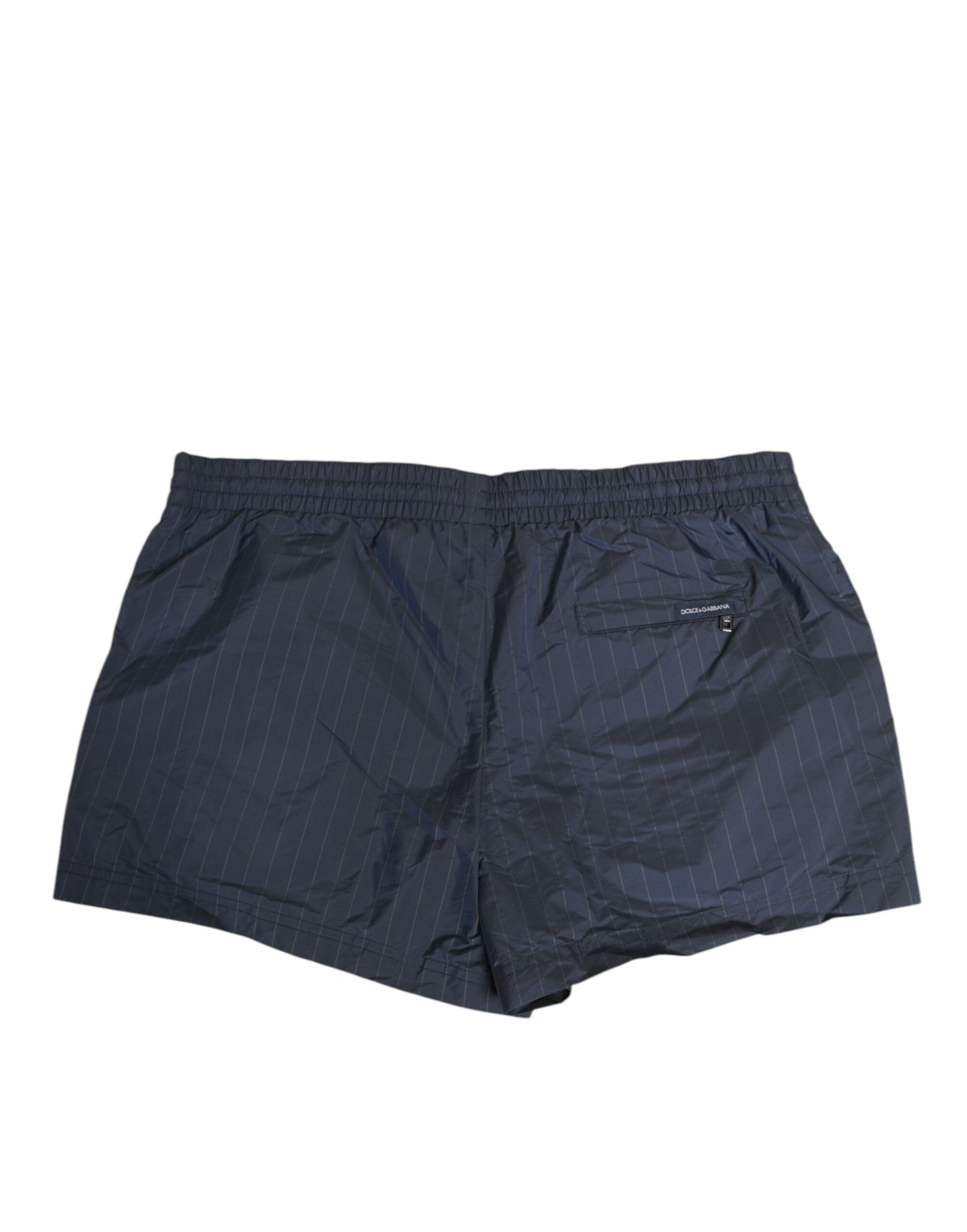Dolce & Gabbana Marineblaue Polyester-Nylon-Nadelstreifen Herren-Badebekleidung