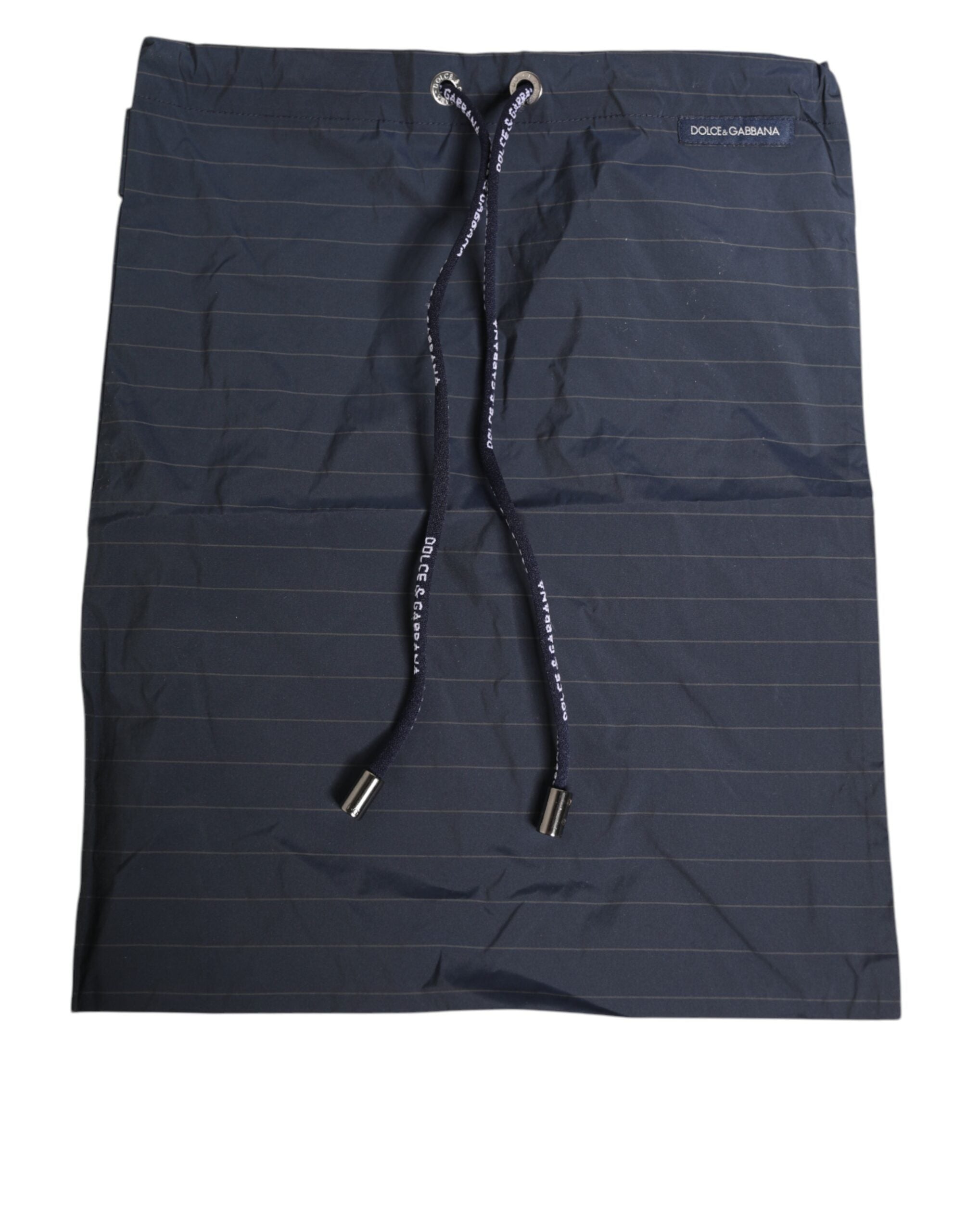 Dolce & Gabbana Marineblaue Polyester-Nylon-Nadelstreifen Herren-Badebekleidung