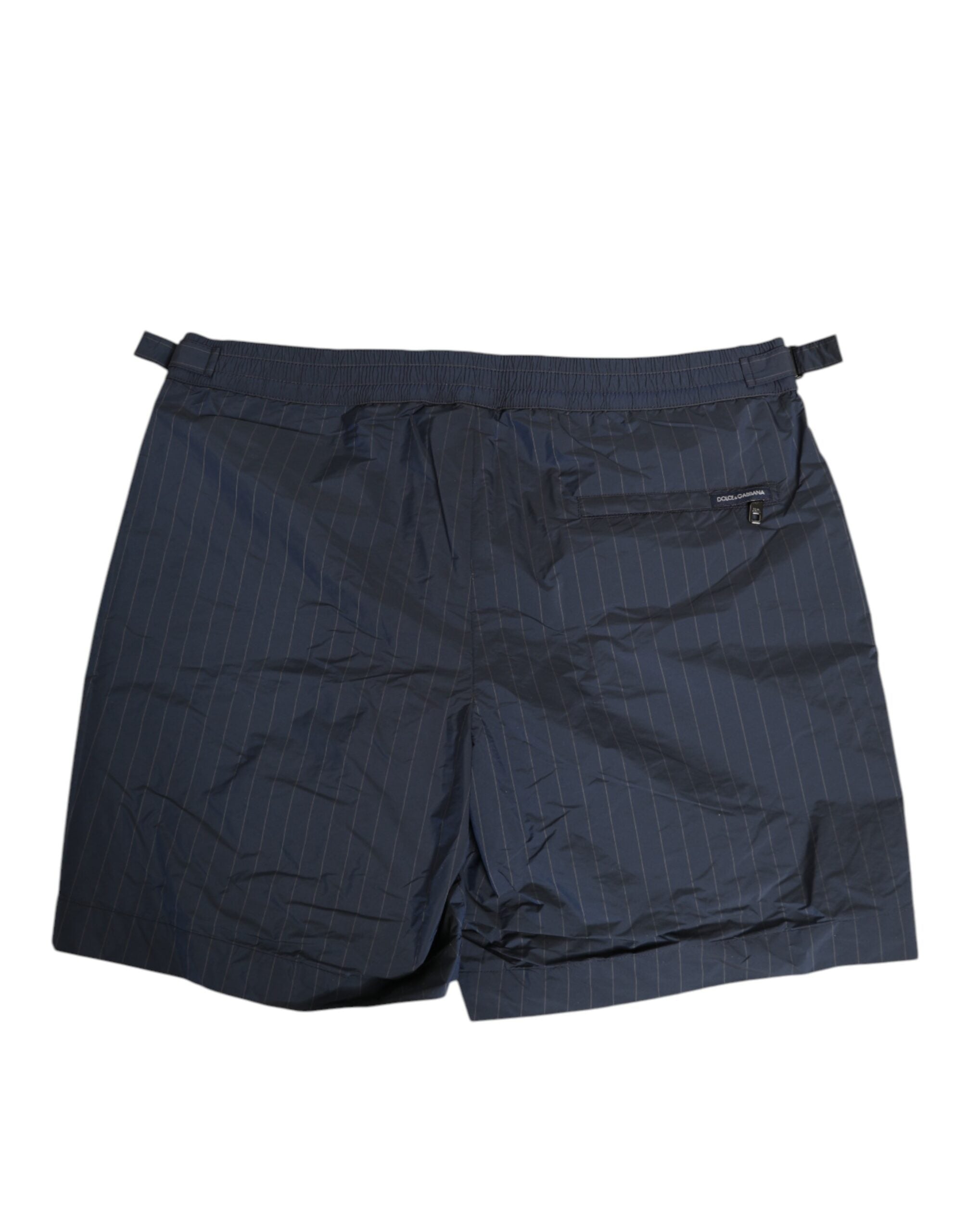 Dolce & Gabbana Marineblaue Polyester Nadelstreifen Herren Shorts Bademode