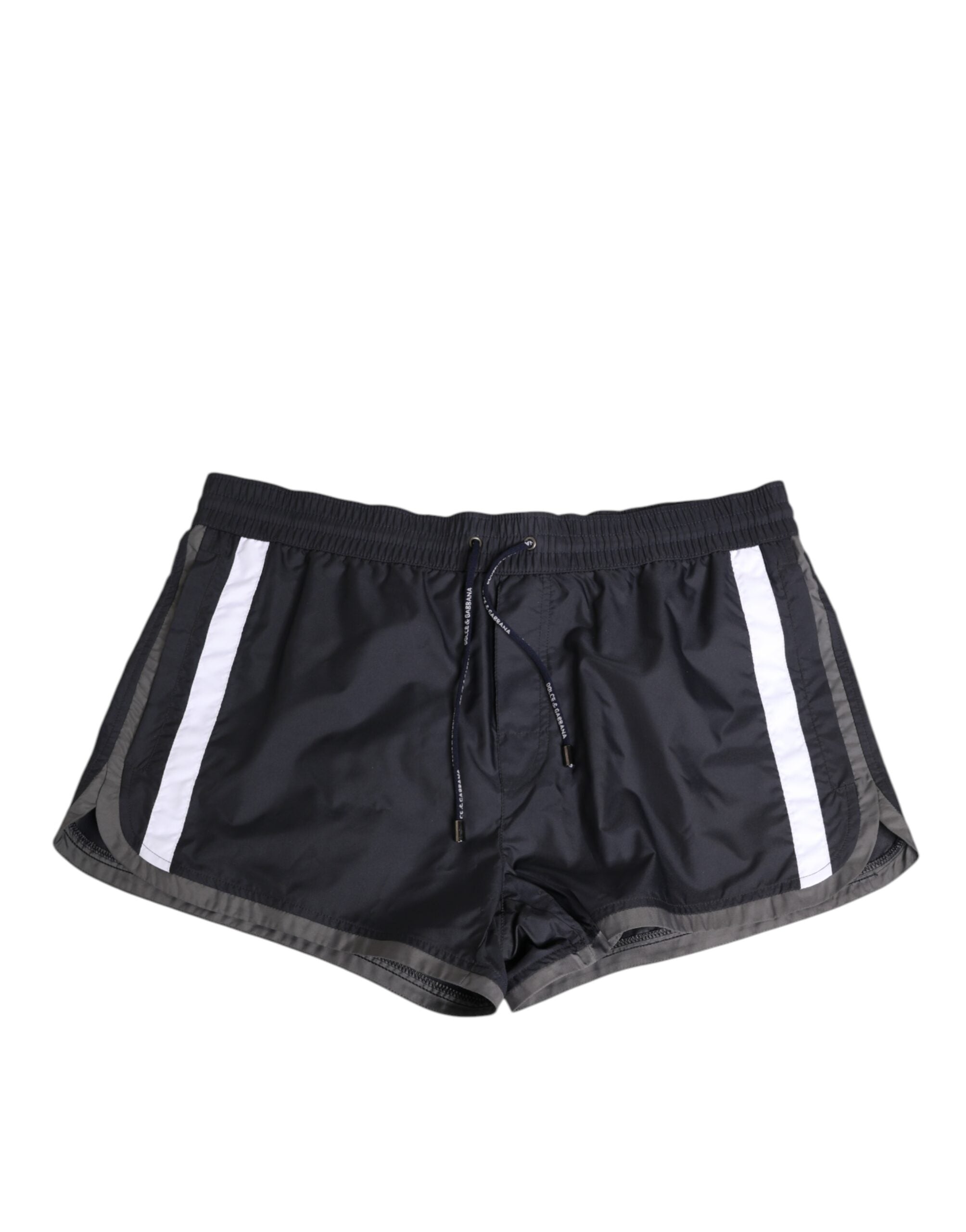 Dolce & Gabbana Schwarz Weiß Polyester Logo Elastischer Bund Badehose