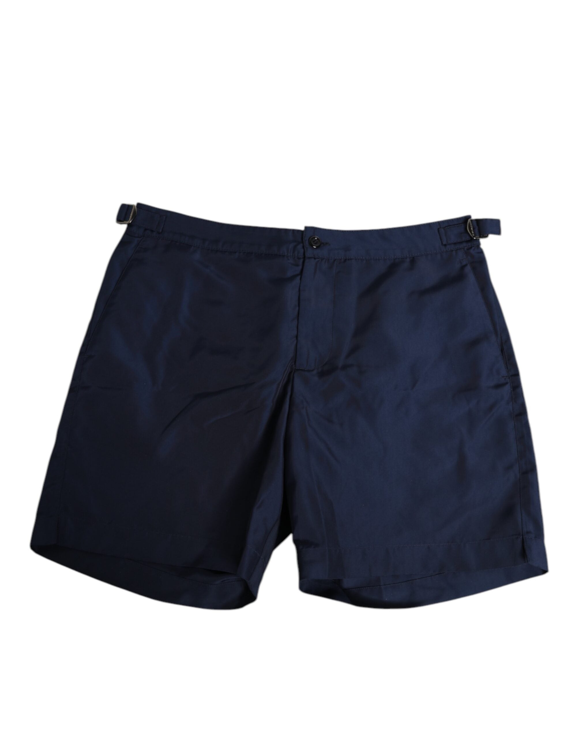 Dolce & Gabbana Marineblaue Polyester-Logo-Badebekleidung mit Schnalle an der Taille