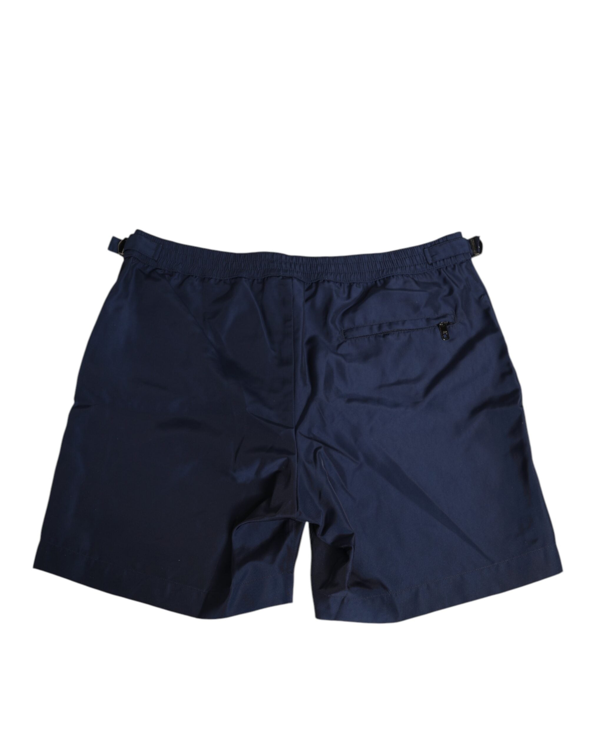 Dolce & Gabbana Marineblaue Polyester-Logo-Badebekleidung mit Schnalle an der Taille