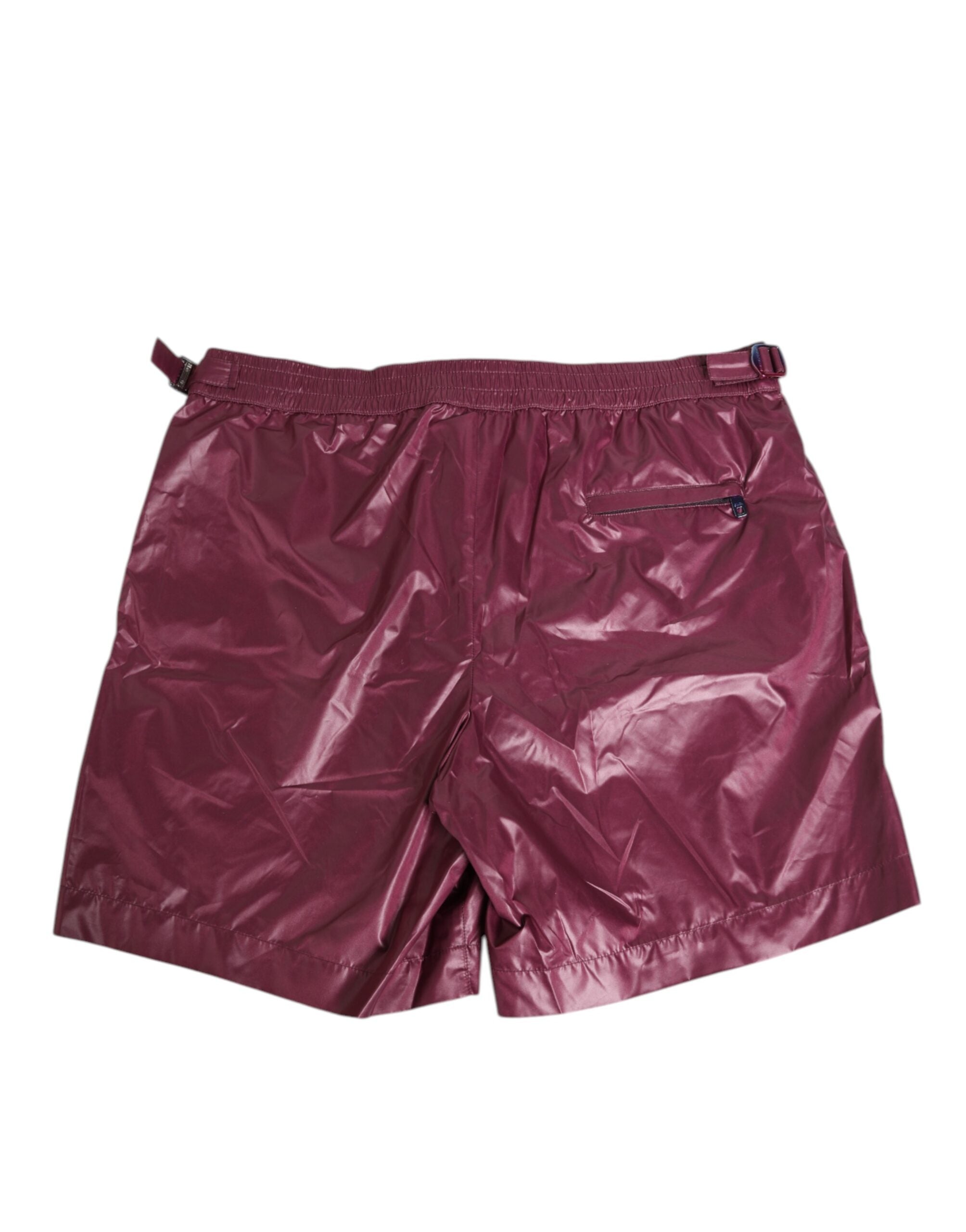Dolce & Gabbana Burgunderrote Polyester-Badebekleidung mit geprägtem Wappen